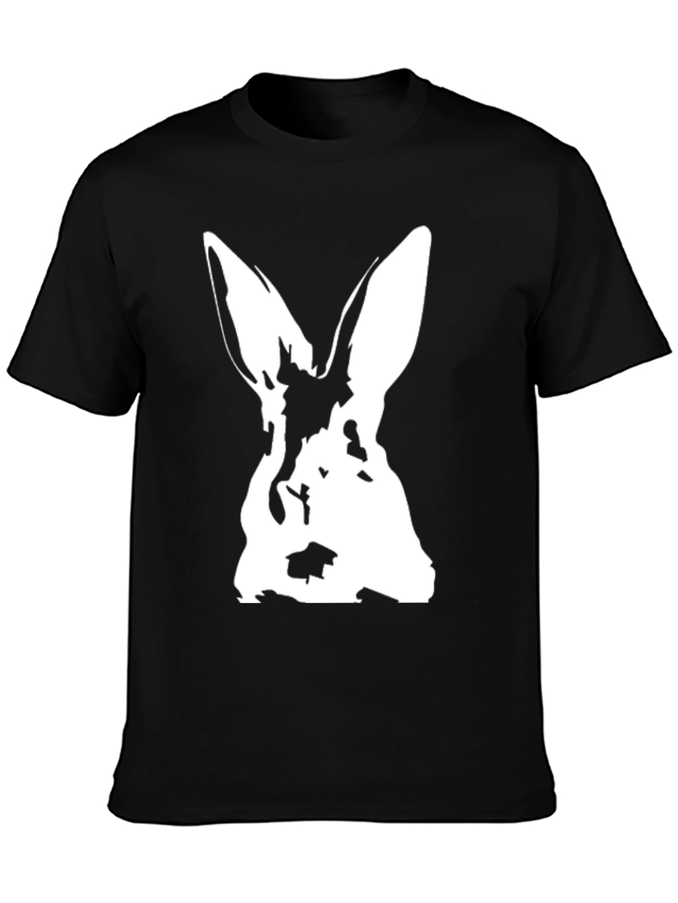 Rabbit Graphic Black T-Shirt - Unique Animal Design
