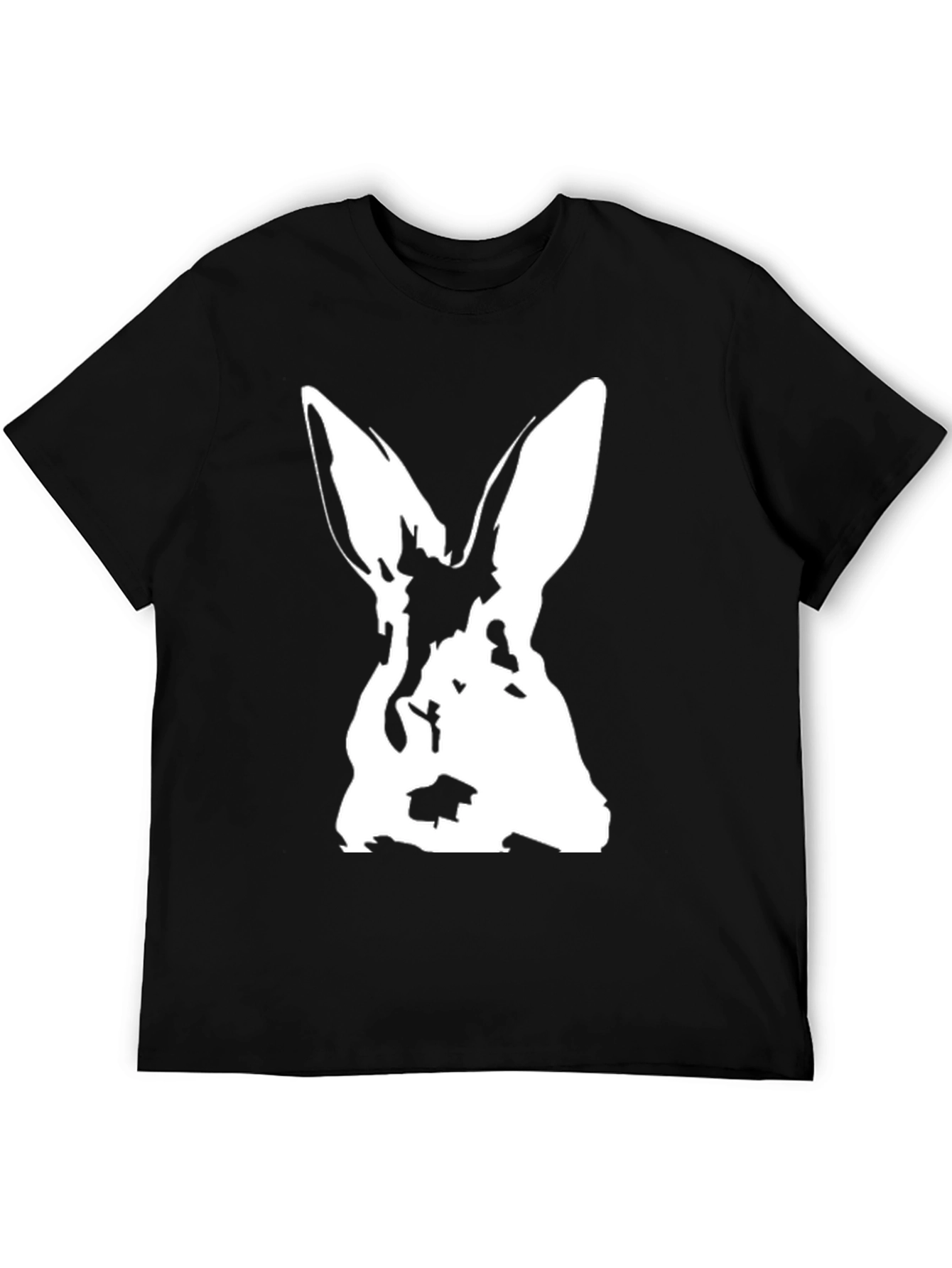 Rabbit Graphic Black T-Shirt - Unique Animal Design