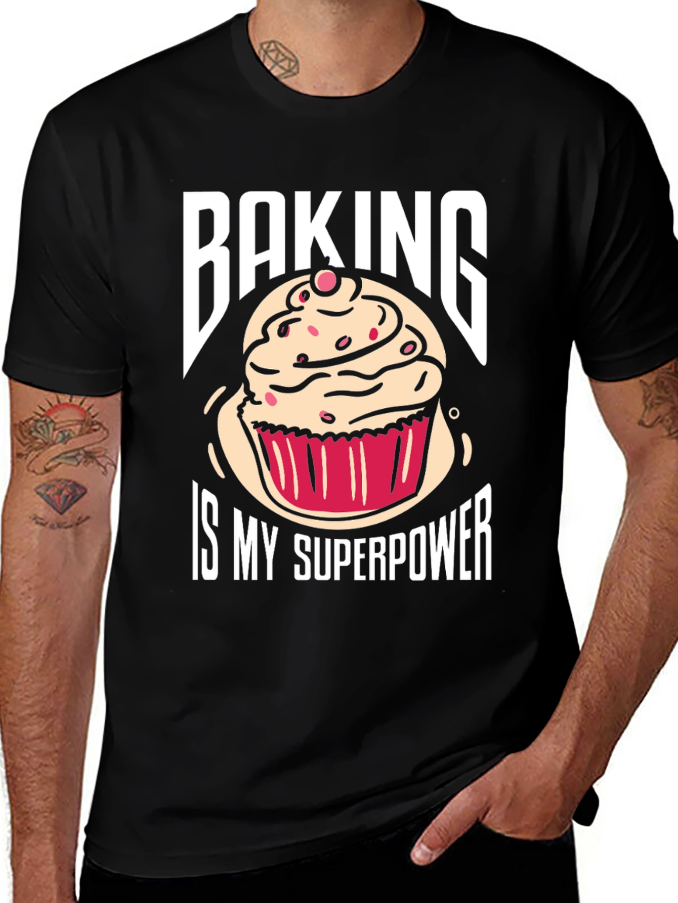 Baking Is My Superpower T-Shirt - Novelty Cupcake Design