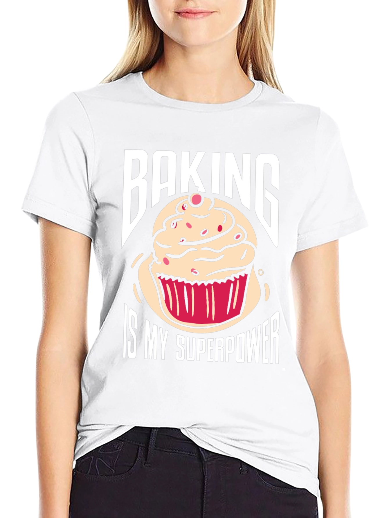 Baking Is My Superpower T-Shirt - Novelty Cupcake Design