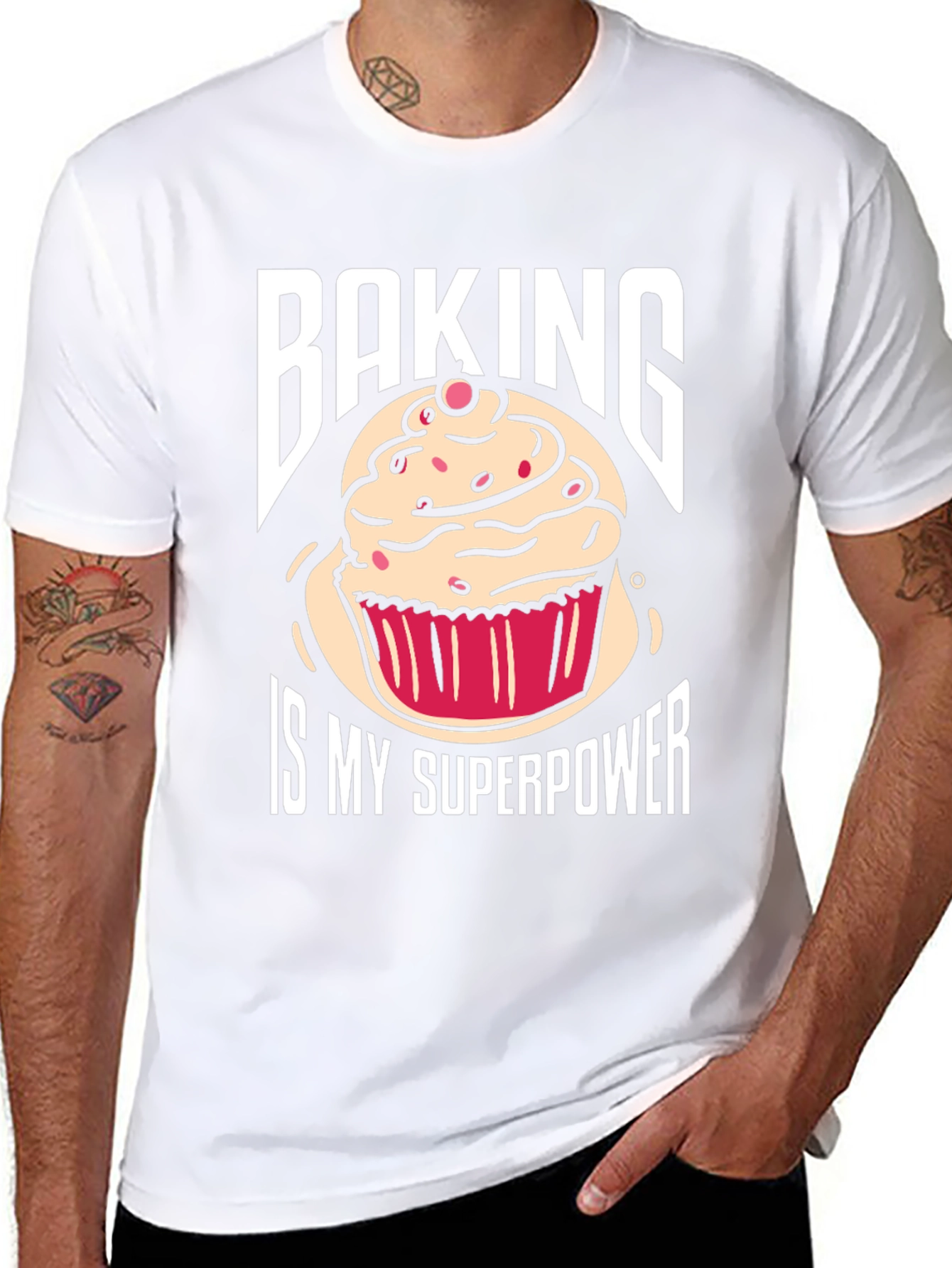 Baking Is My Superpower T-Shirt - Novelty Cupcake Design