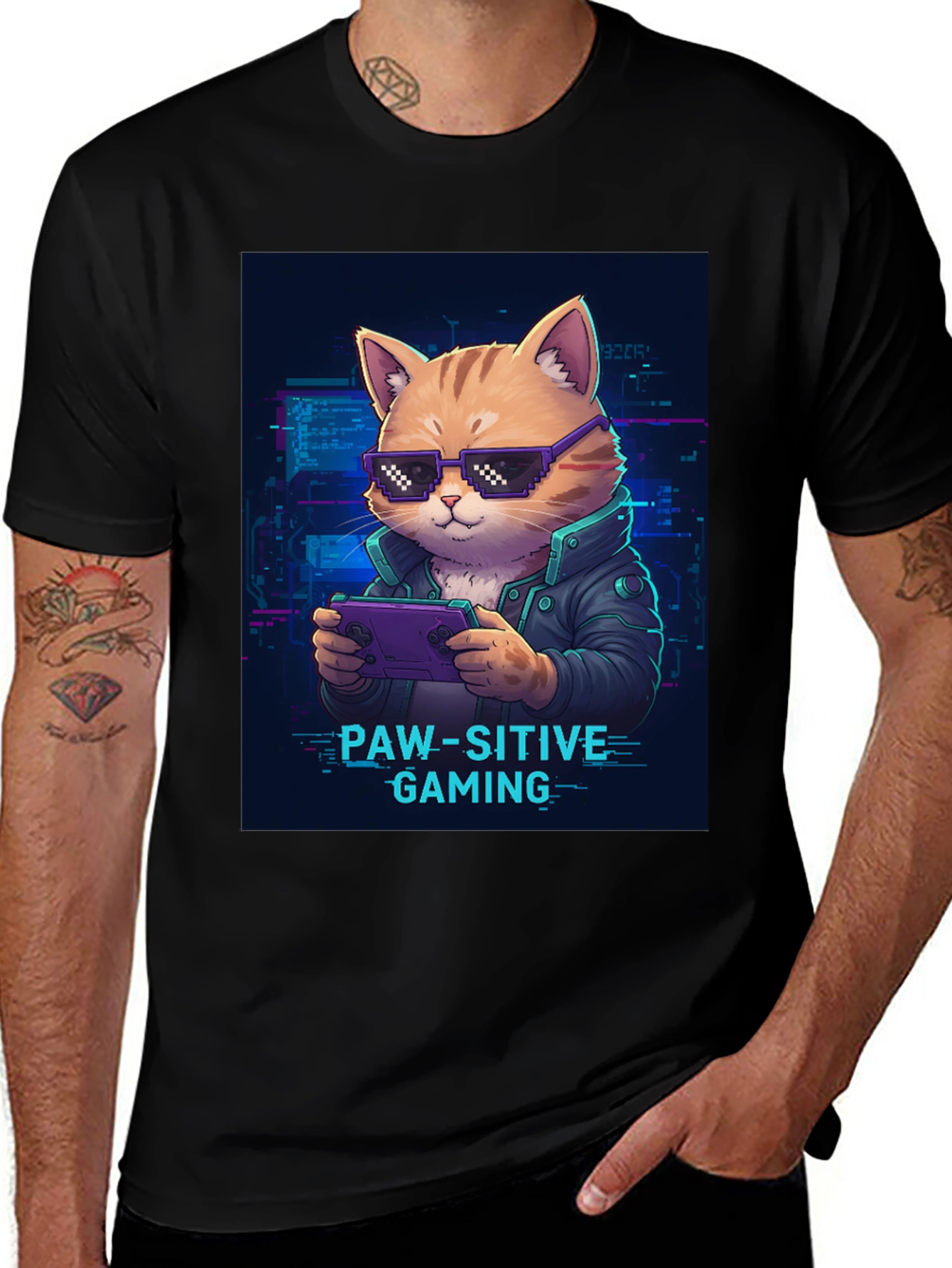 Paw-sitive Gaming T-Shirt - Gamer Cat Tee