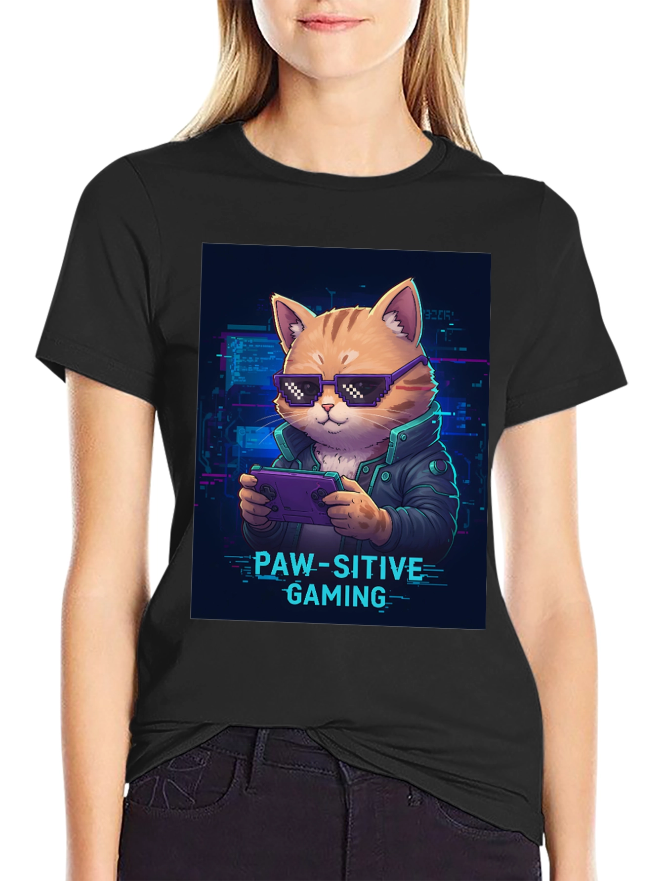Paw-sitive Gaming T-Shirt - Gamer Cat Tee
