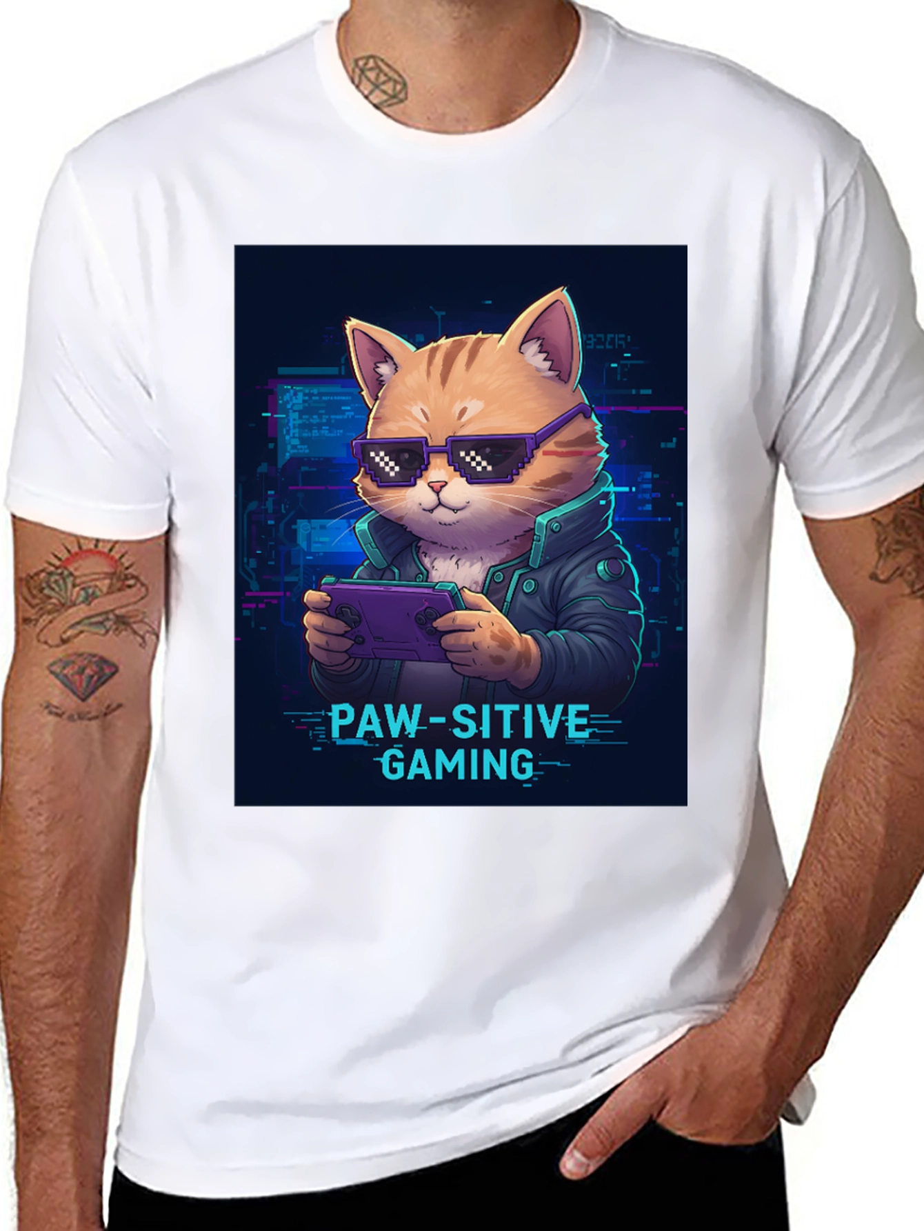 Paw-sitive Gaming T-Shirt - Gamer Cat Tee