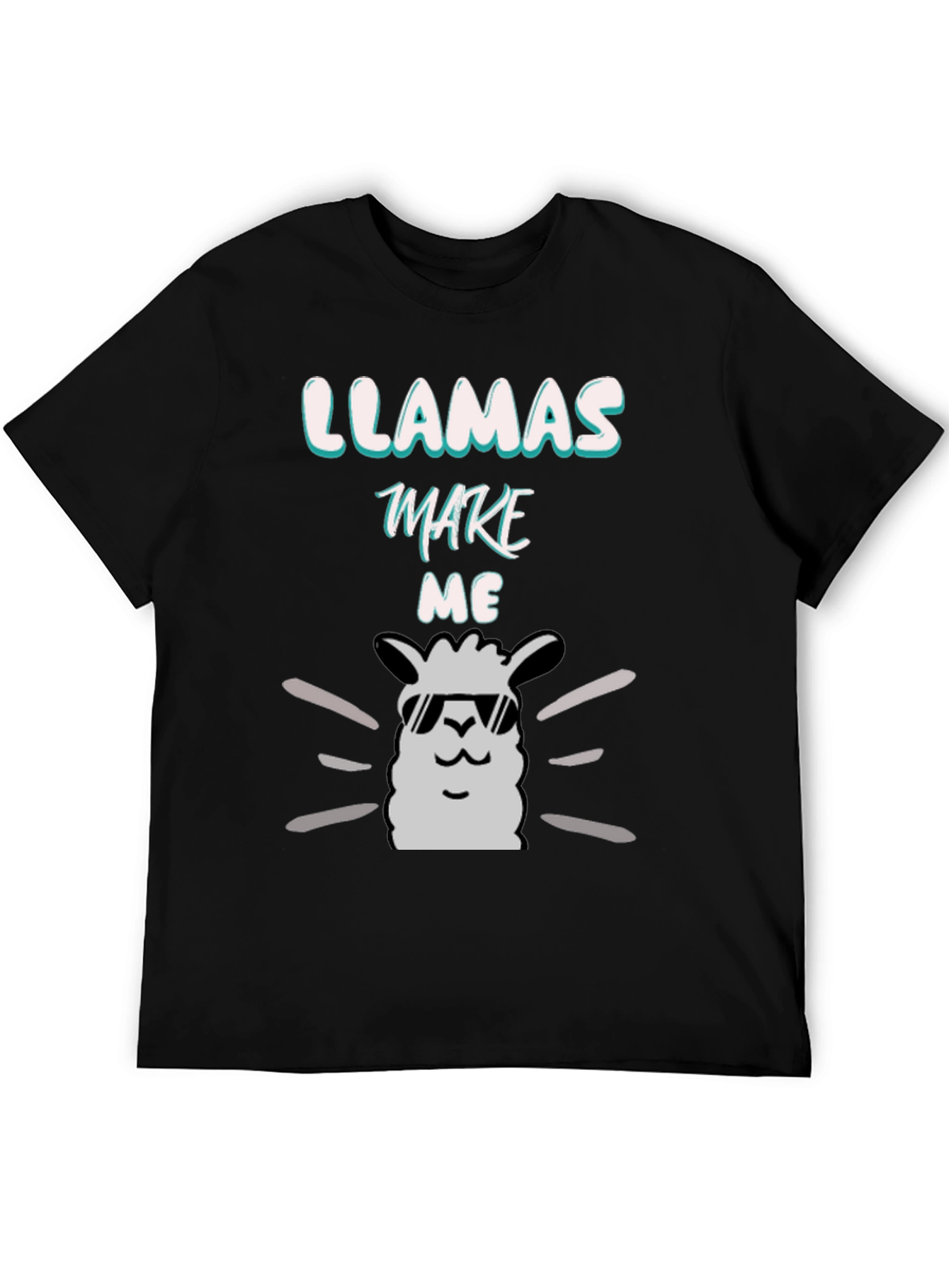 Llamas Make Me Happy Black Graphic Tee