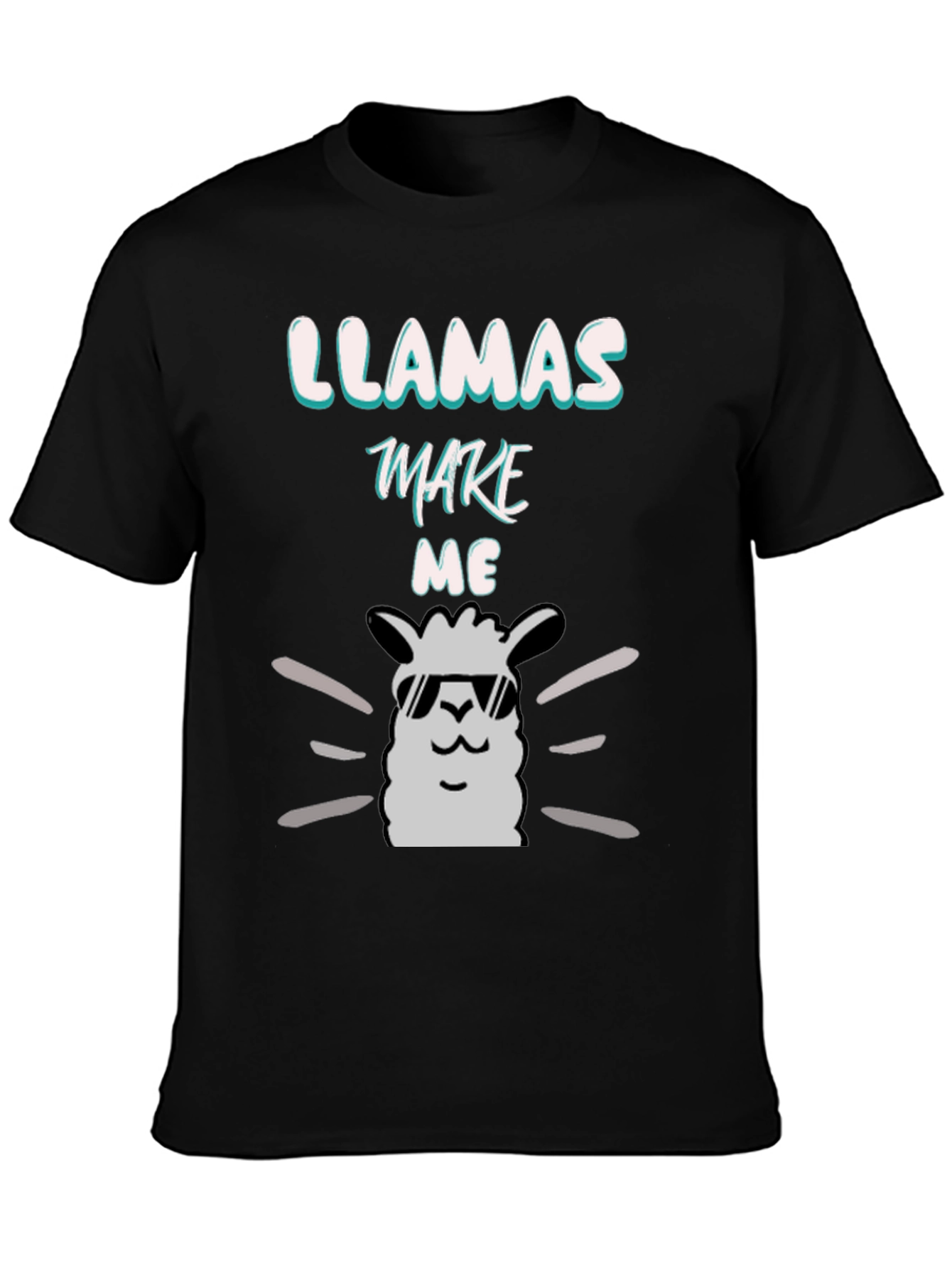 Llamas Make Me Happy Black Graphic Tee