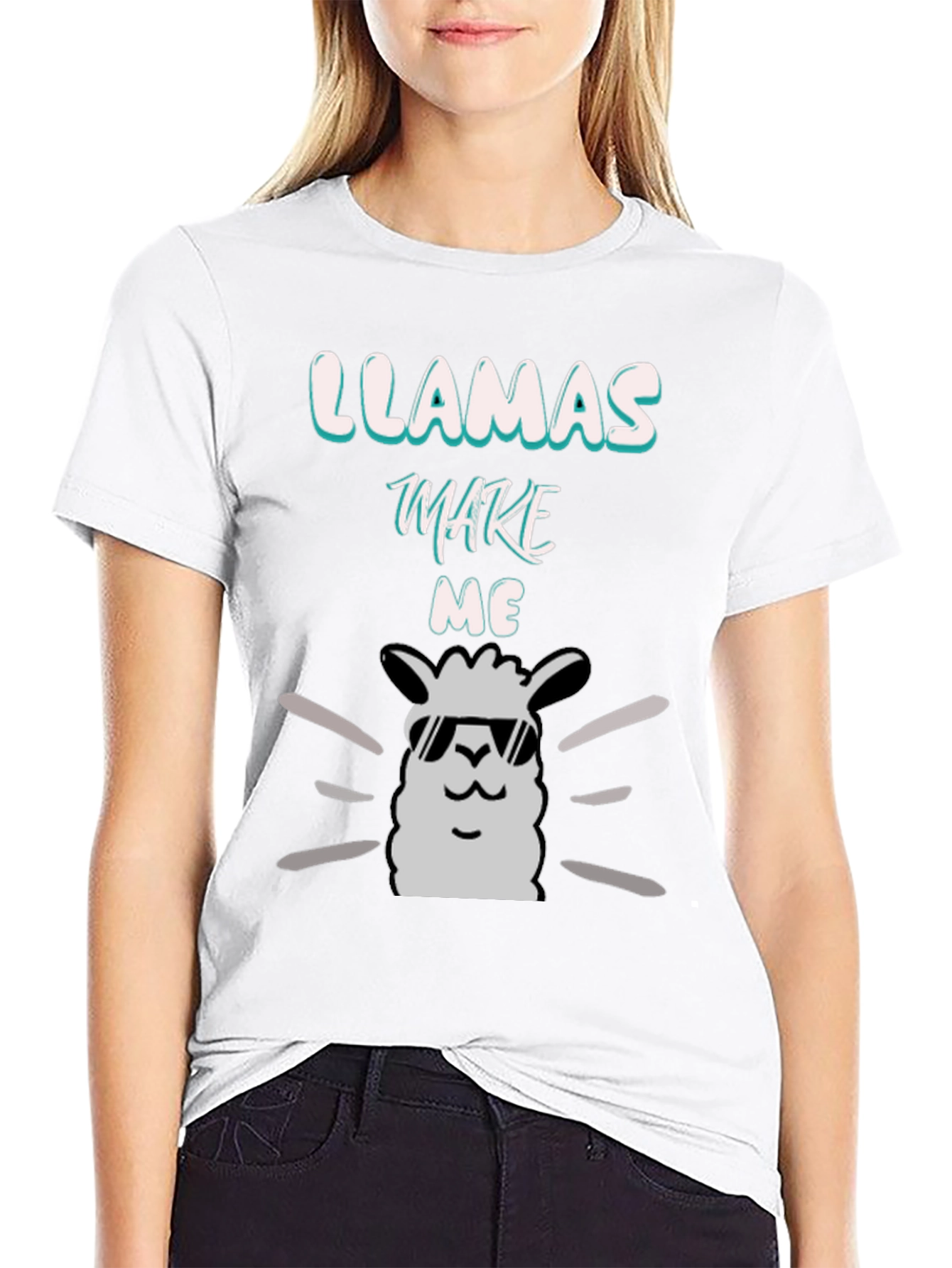Llamas Make Me Happy Black Graphic Tee