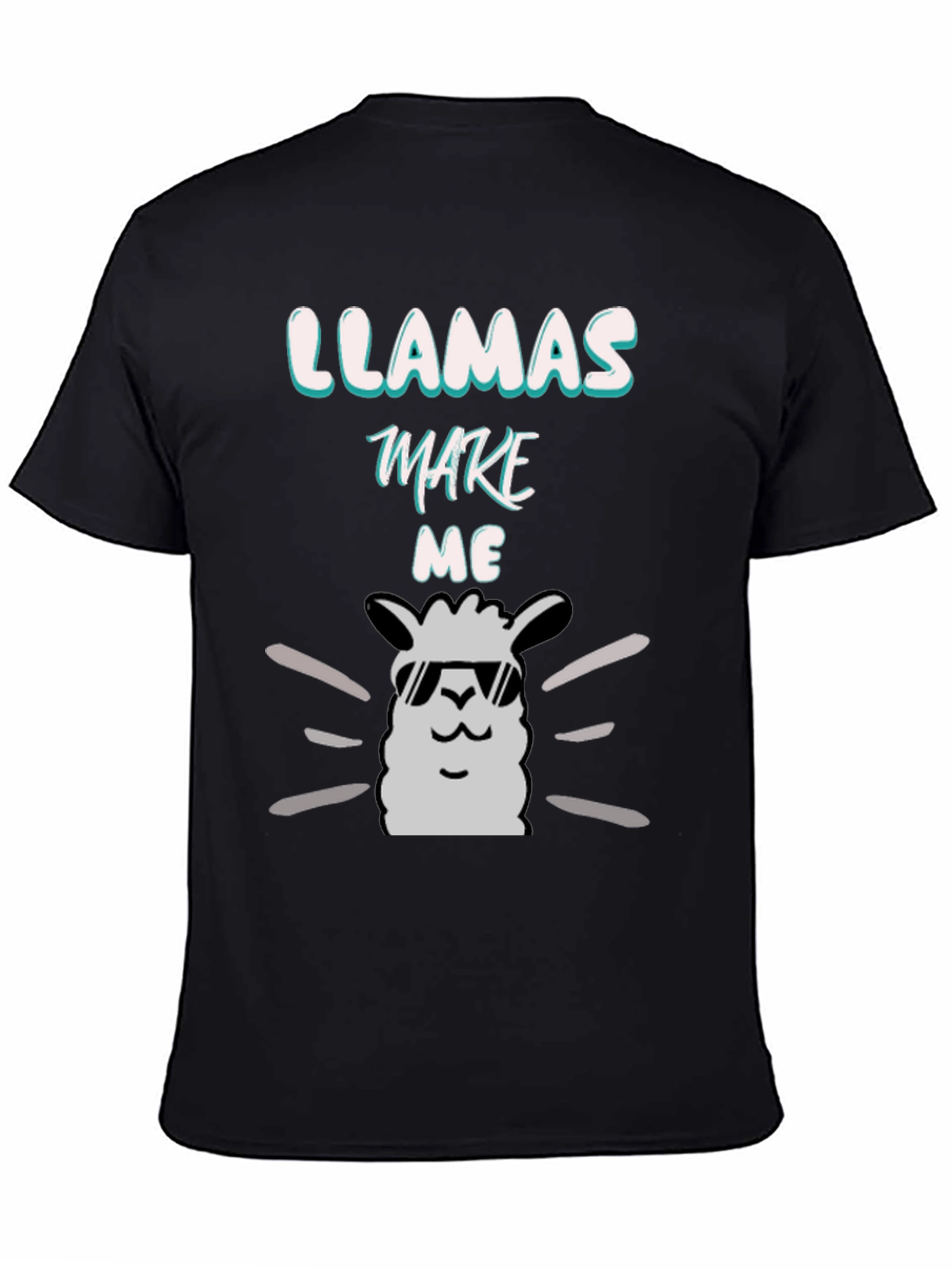 Llamas Make Me Happy Black Graphic Tee