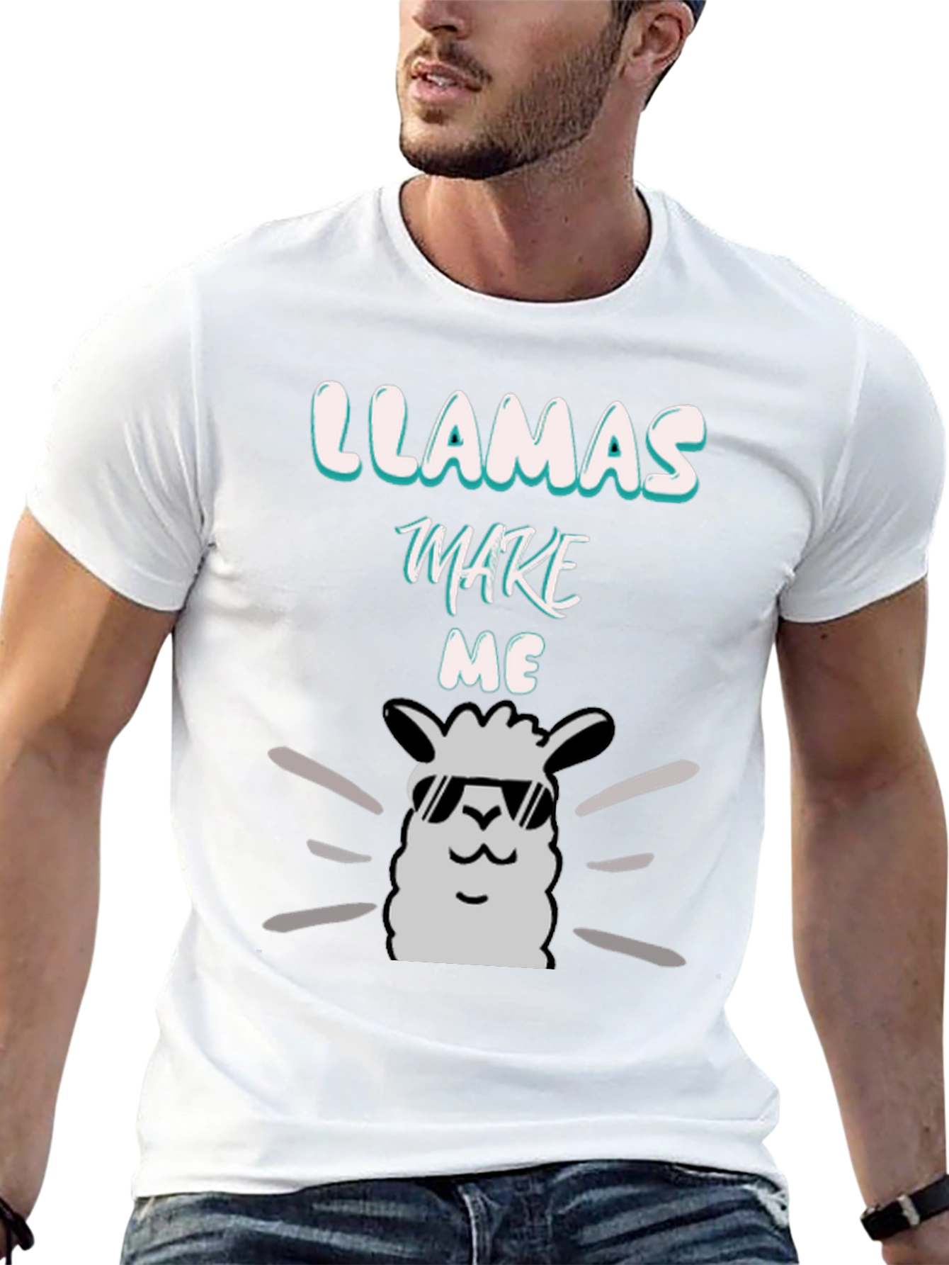 Llamas Make Me Happy Black Graphic Tee