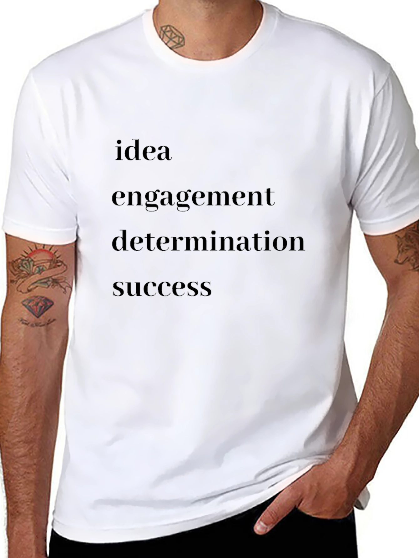 Motivational Black T-Shirt - Idea Engagement Determination Success