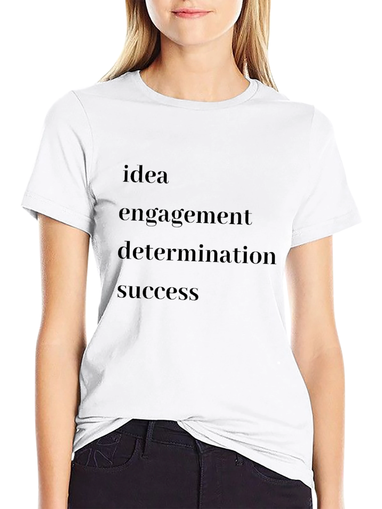 Motivational Black T-Shirt - Idea Engagement Determination Success