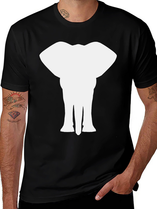Elephant Silhouette Graphic Black T-Shirt