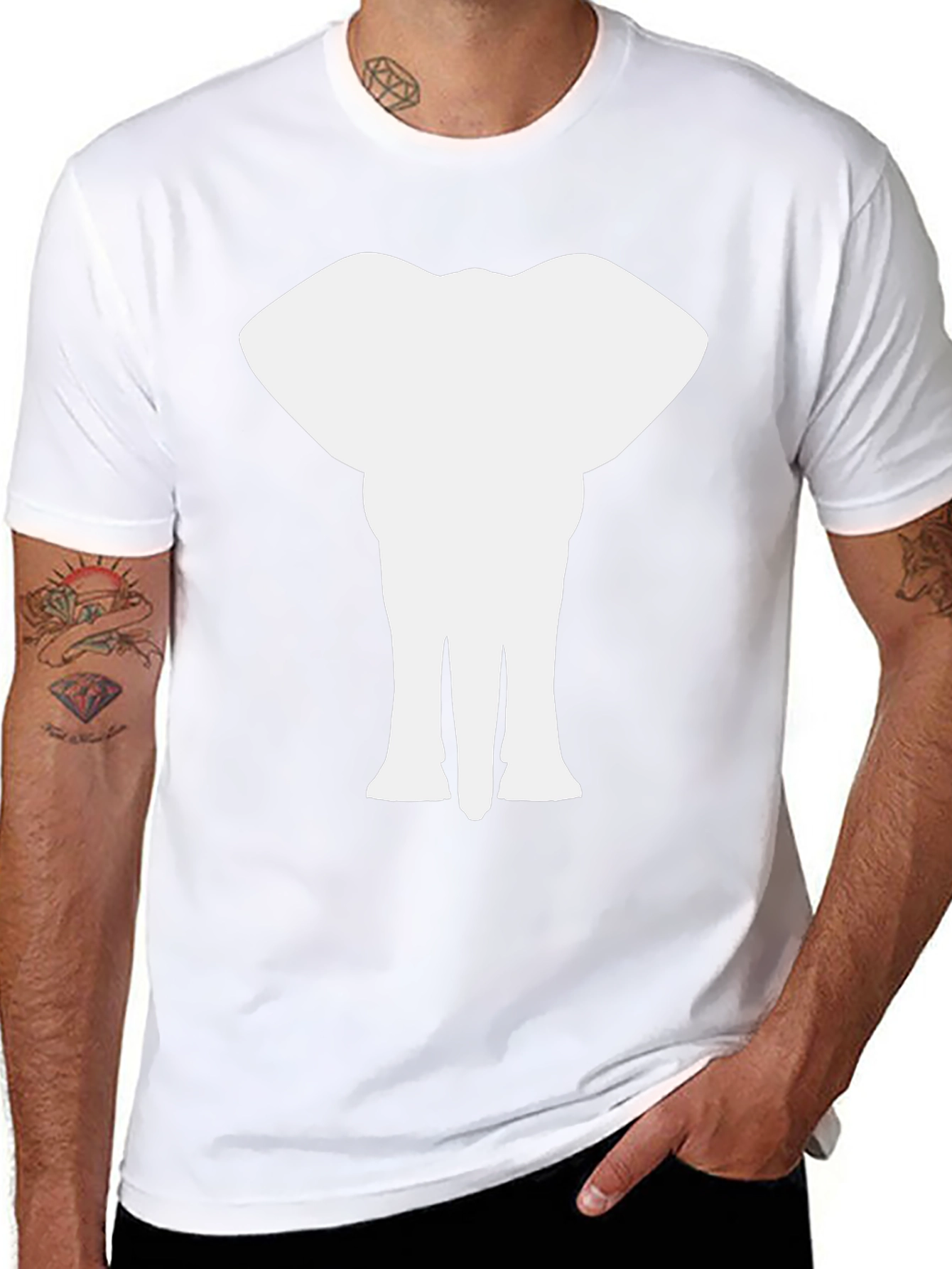 Elephant Silhouette Graphic Black T-Shirt