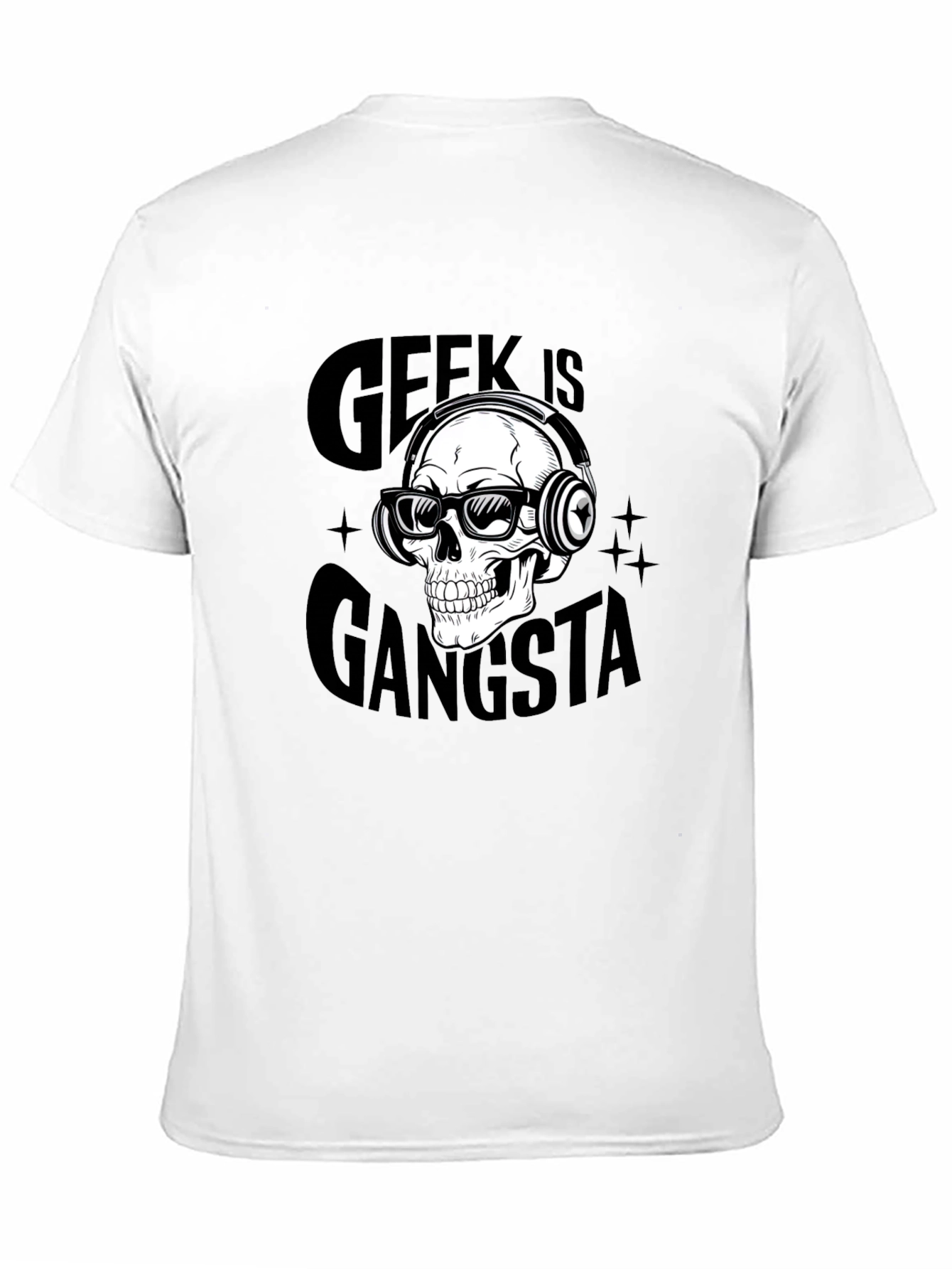 Geek is Gangsta Skull Graphic Black T-Shirt