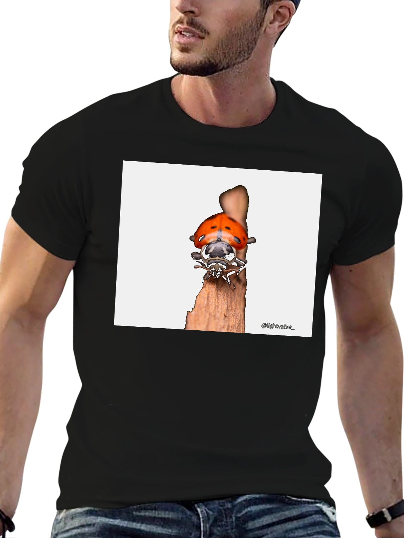 Ladybug T-Shirt - Bug on Wood