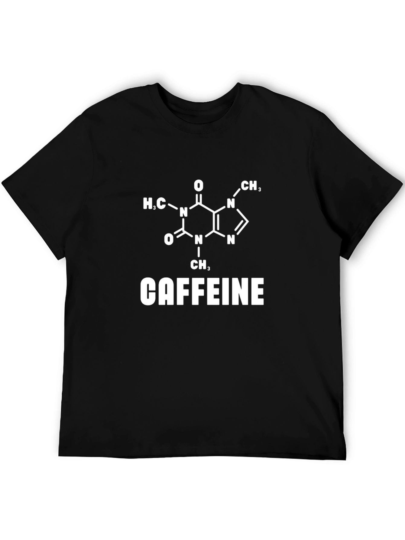 Caffeine Molecule Black T-Shirt - Chemistry Science Tee