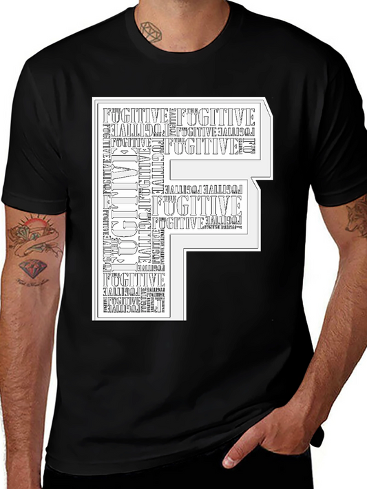 Fugitive Graphic Print Black T-Shirt
