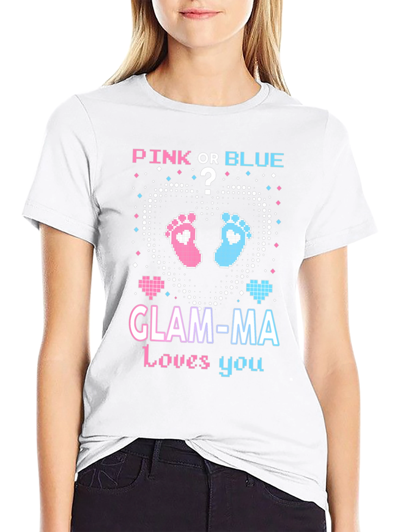 Pink or Blue Glam-Ma Gender Reveal T-Shirt