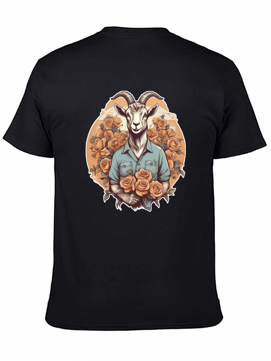 Goat & Roses Graphic Tee - Quirky Mens T-Shirt