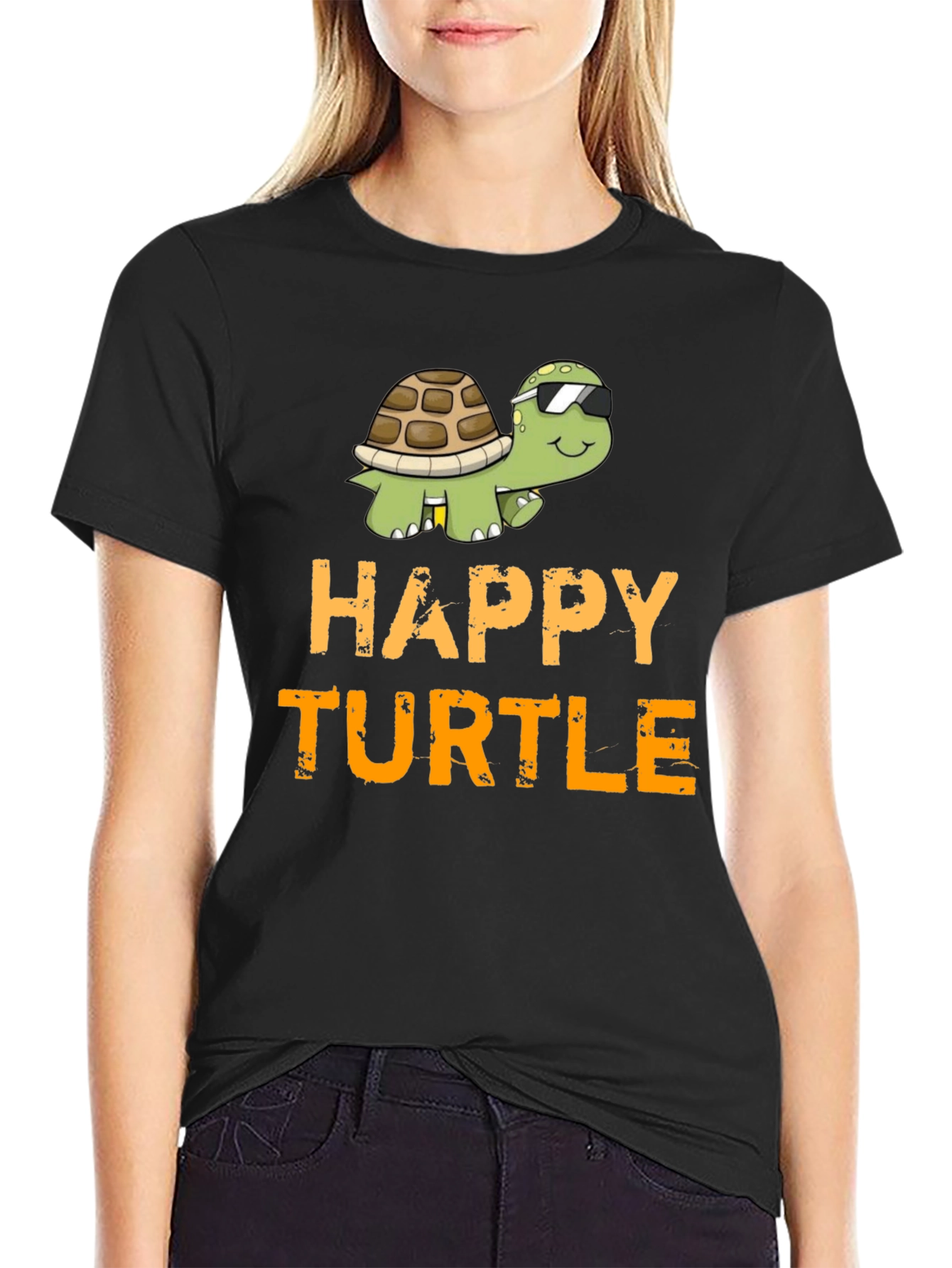 Happy Turtle Graphic T-Shirt - Cool Cartoon Design