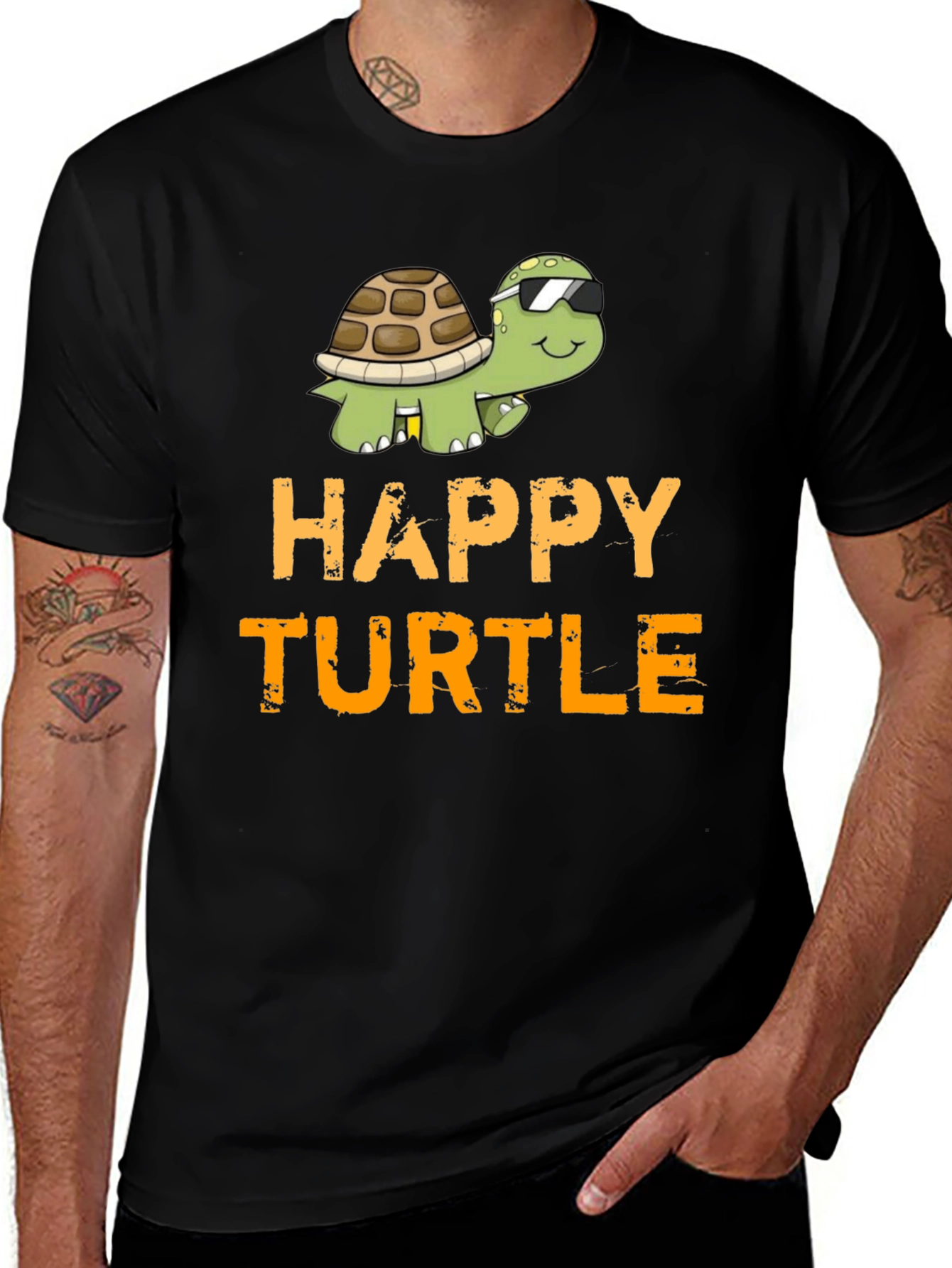 Happy Turtle Graphic T-Shirt - Cool Cartoon Design