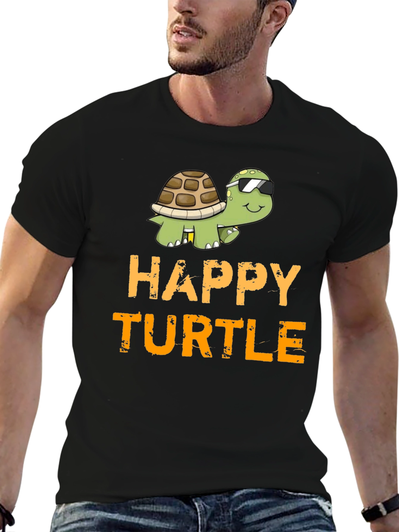 Happy Turtle Graphic T-Shirt - Cool Cartoon Design