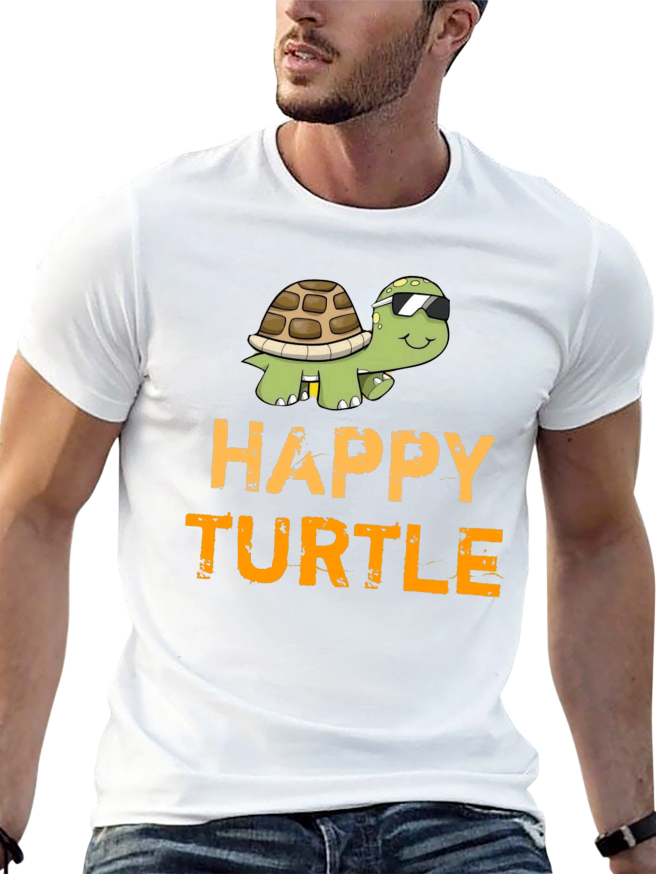Happy Turtle Graphic T-Shirt - Cool Cartoon Design