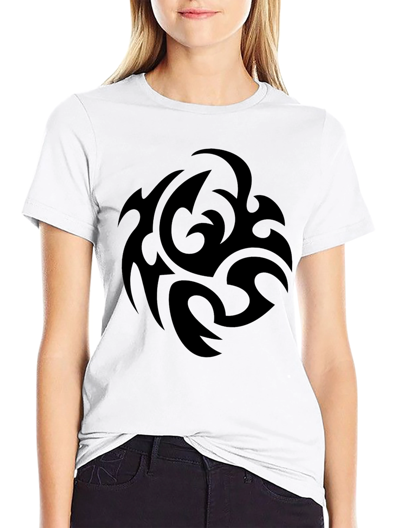 Mens Black Tribal Design T-Shirt