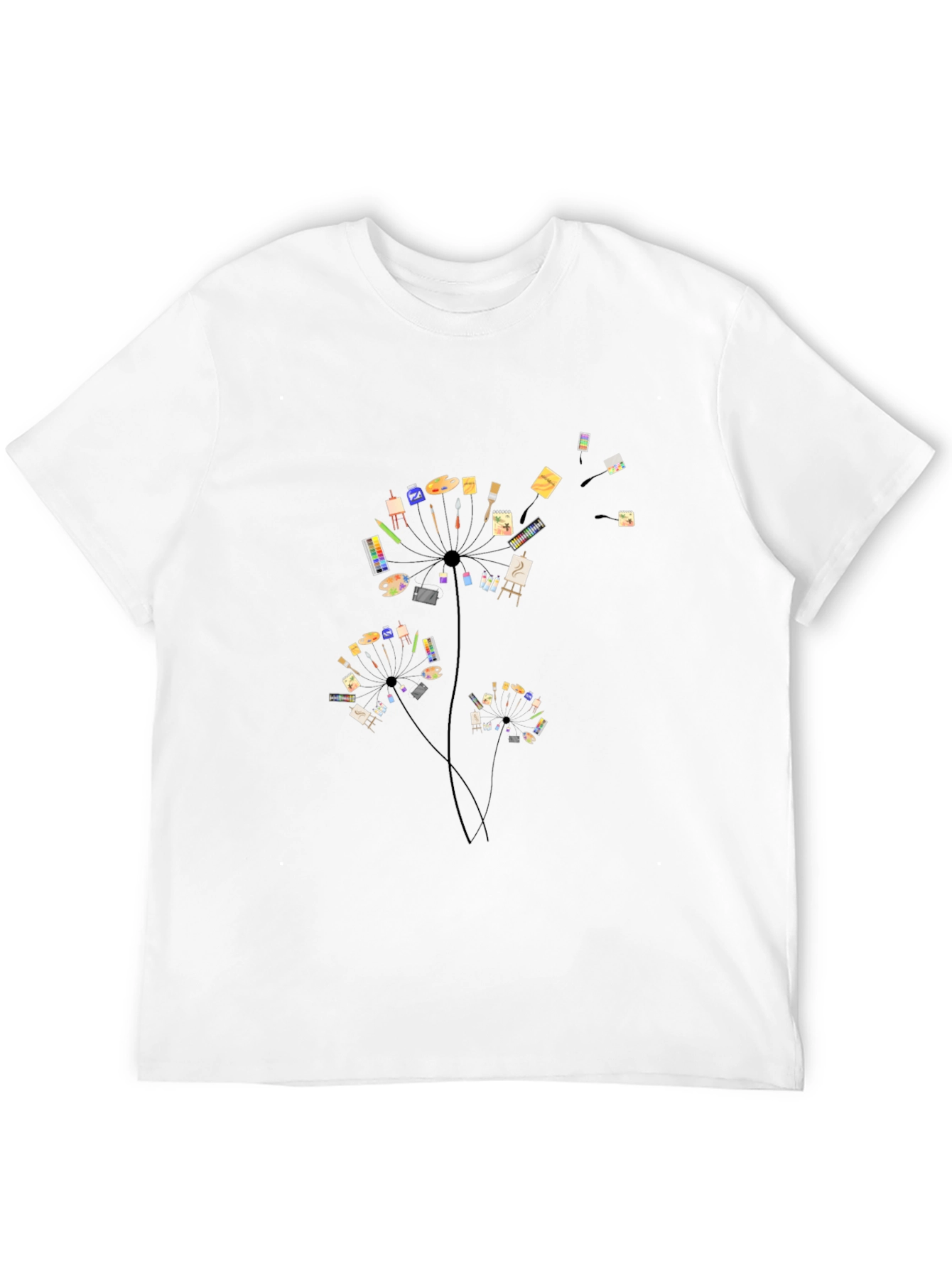 Artistic Dandelion Black T-Shirt
