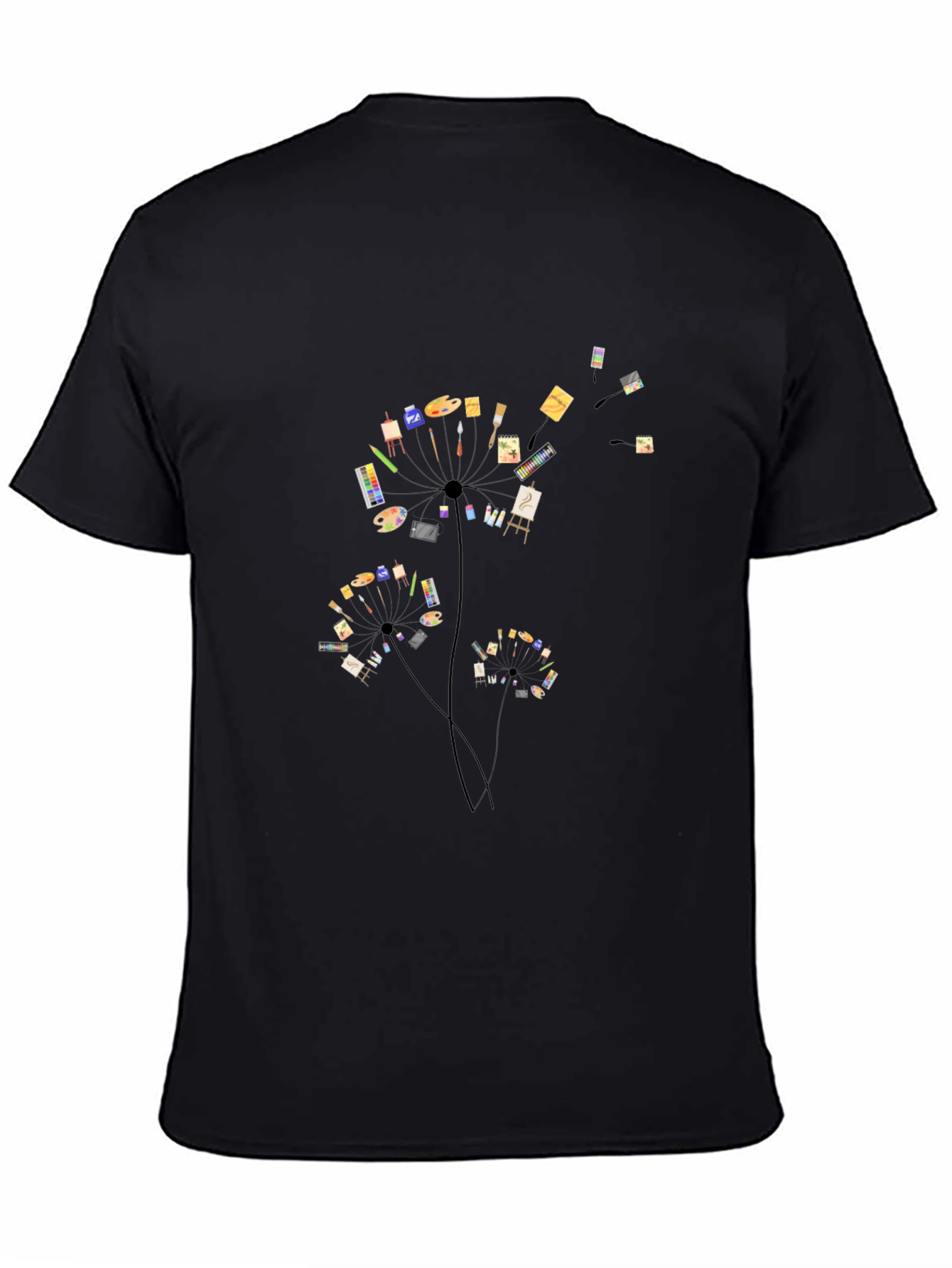 Artistic Dandelion Black T-Shirt