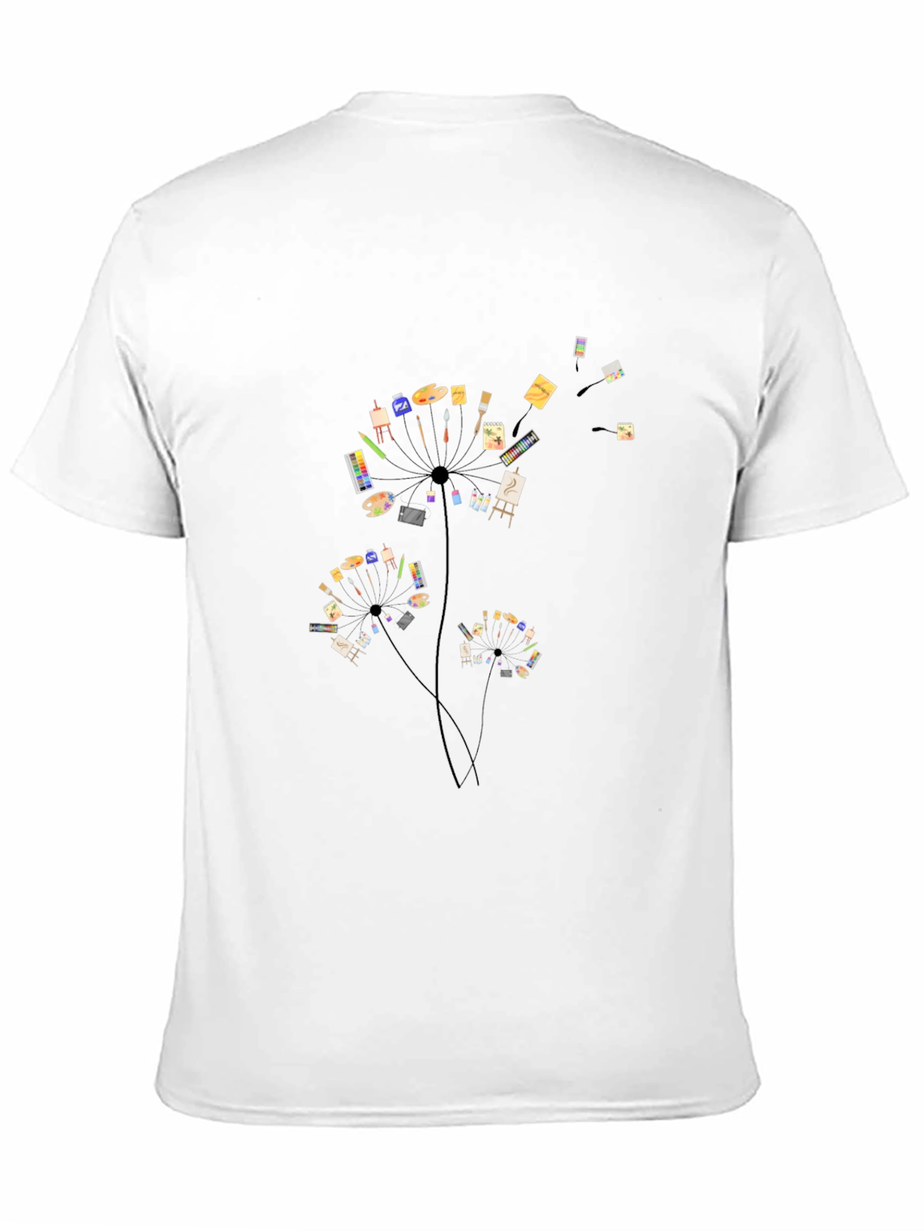 Artistic Dandelion Black T-Shirt