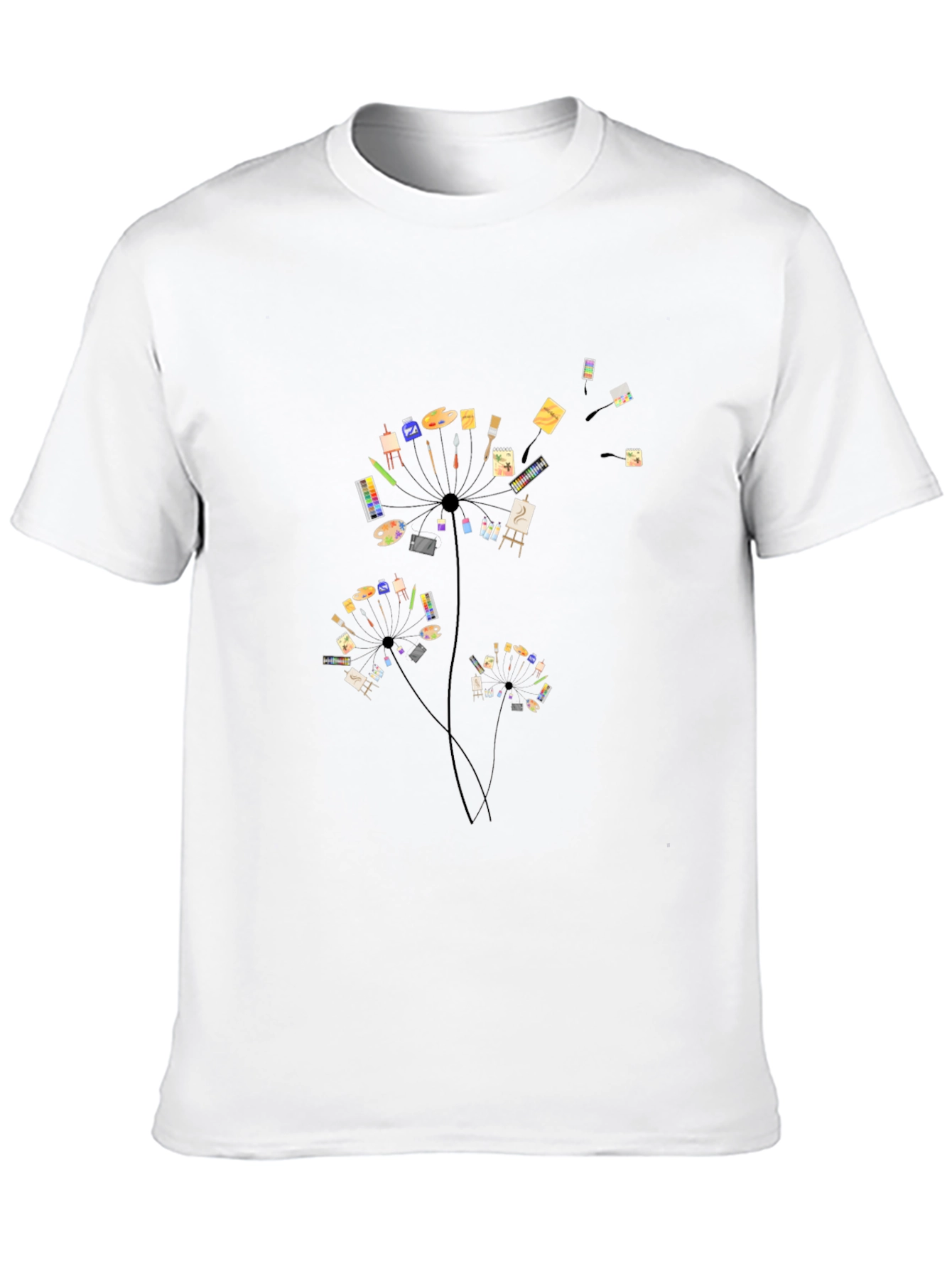 Artistic Dandelion Black T-Shirt