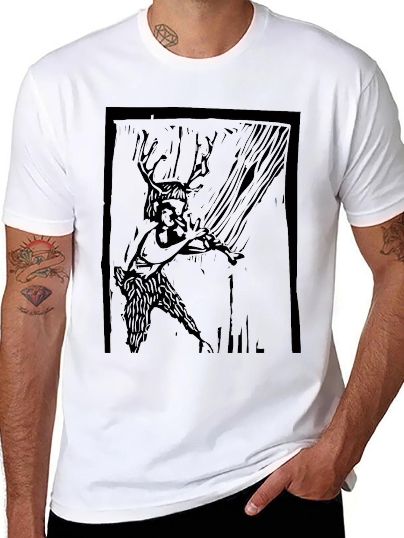 Faun Flute Player Graphic Tee - Dark Arts Style