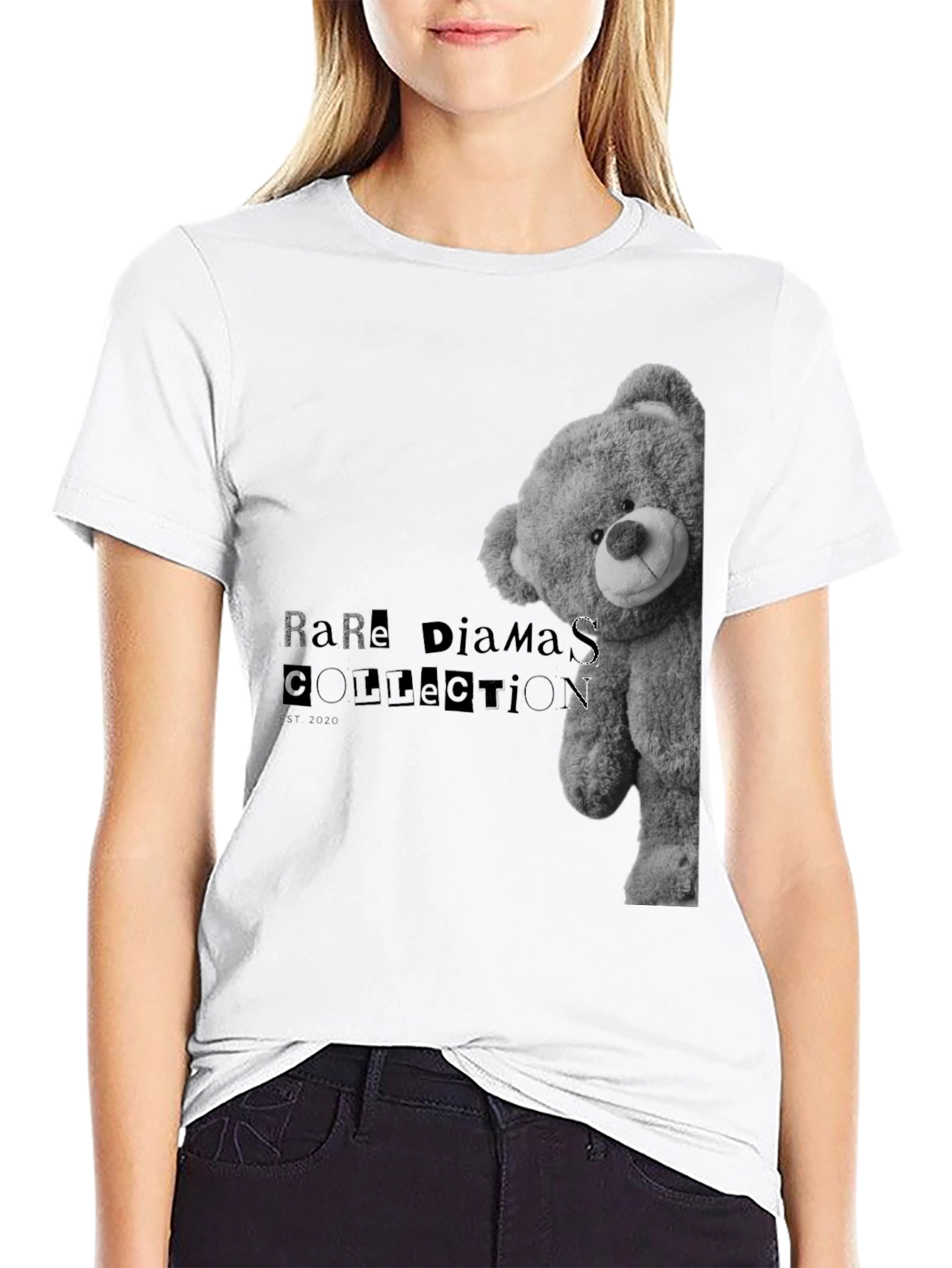 Rare Diamonds Bear Graphic Tee - Black