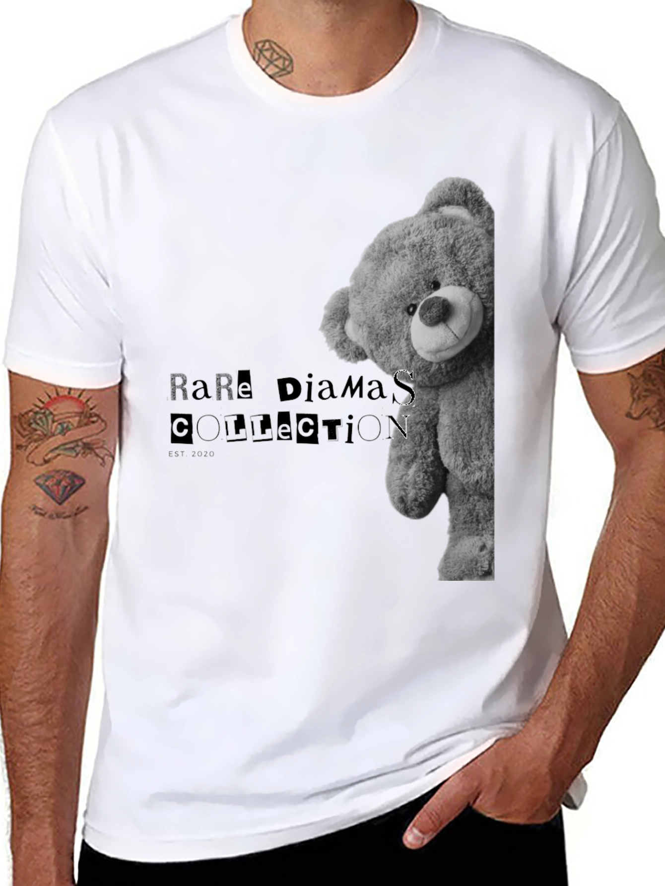 Rare Diamonds Bear Graphic Tee - Black