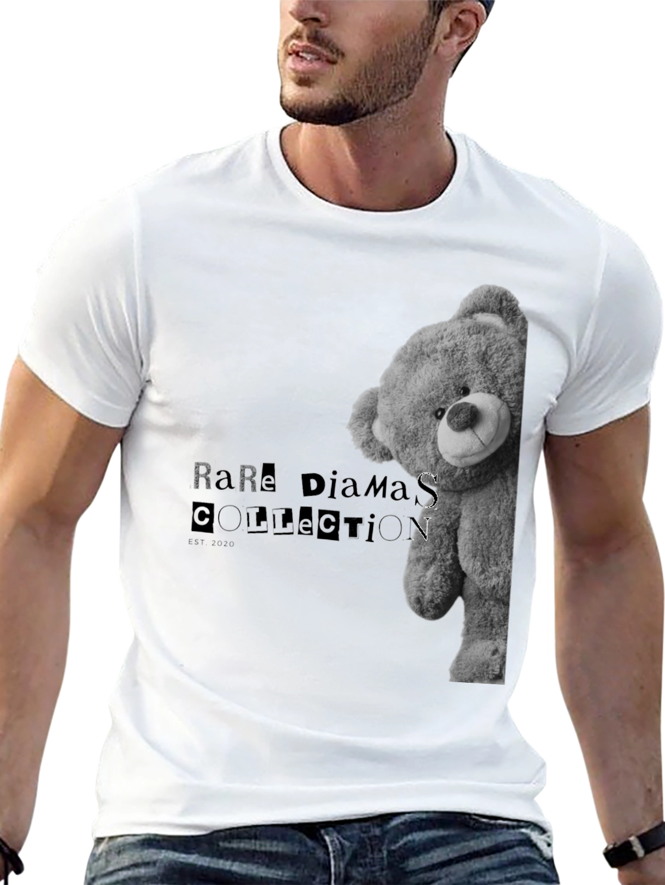 Rare Diamonds Bear Graphic Tee - Black