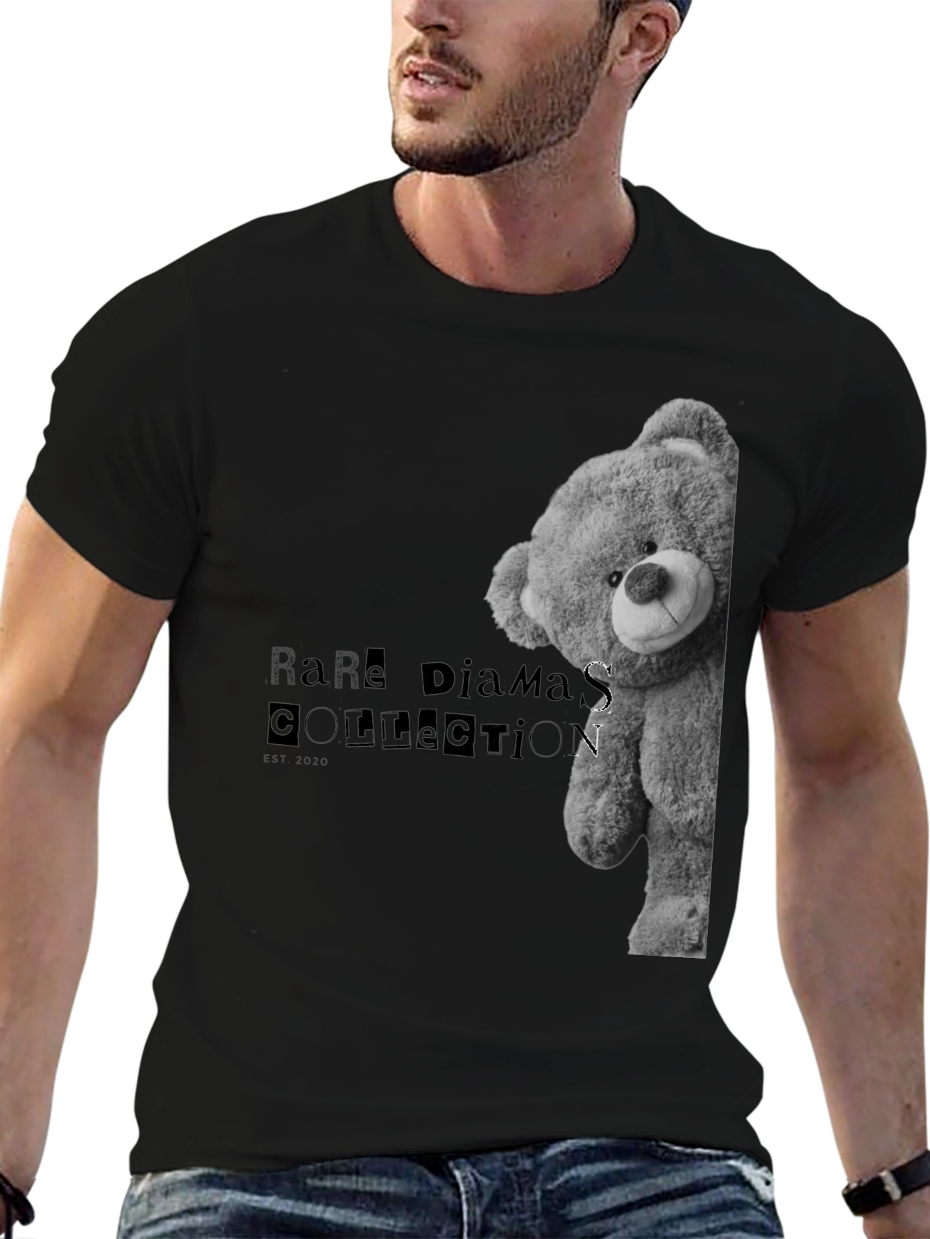 Rare Diamonds Bear Graphic Tee - Black