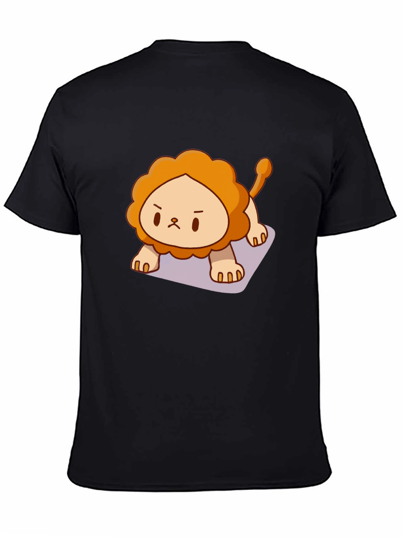 Cute Lion Graphic Tee - Black Cotton T-Shirt