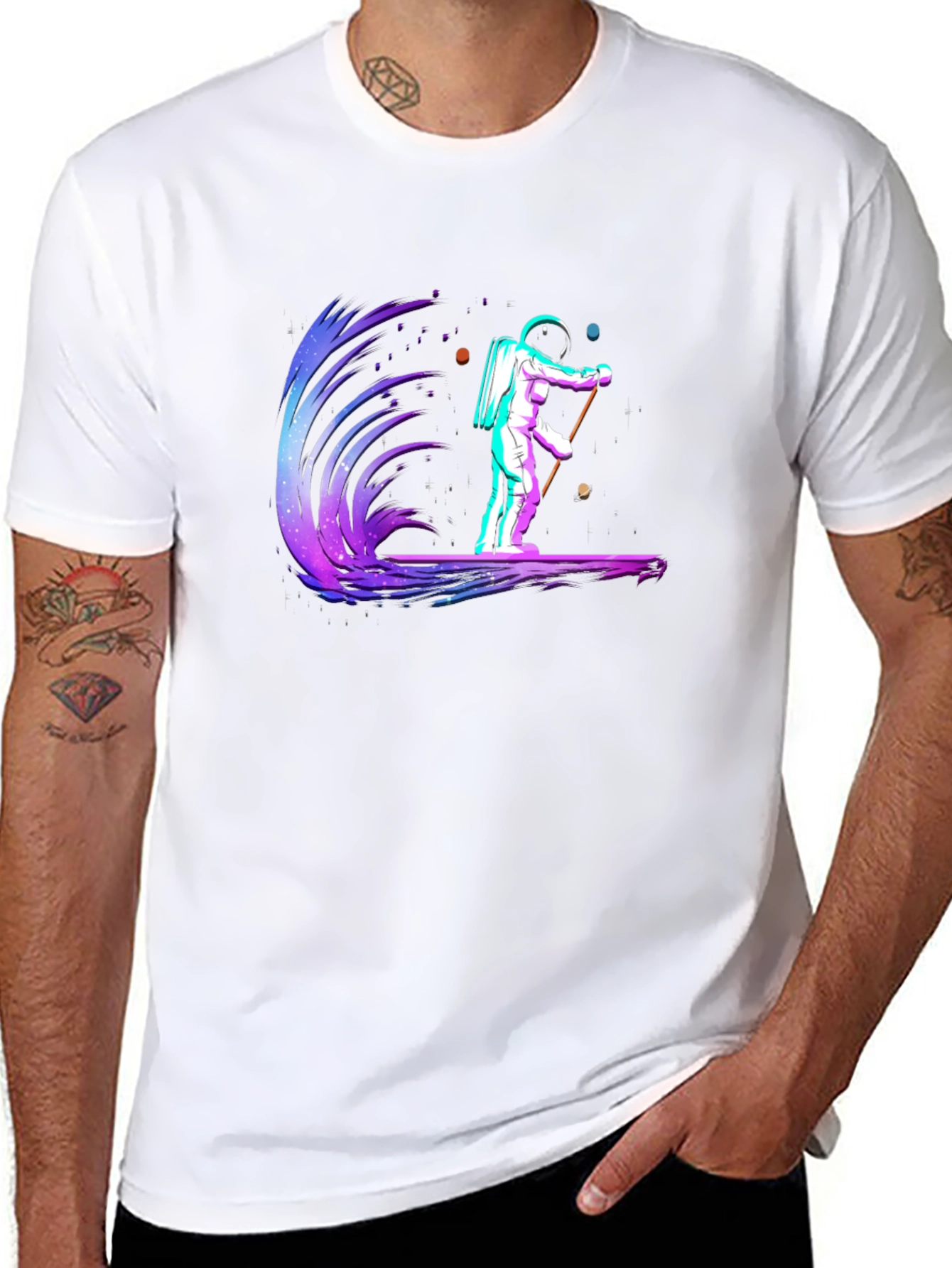 Astronaut Surfing Graphic Tee