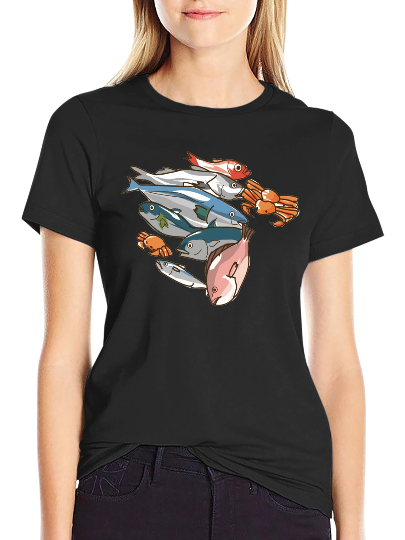 Seafood Graphic Tee - Mens Black T-Shirt