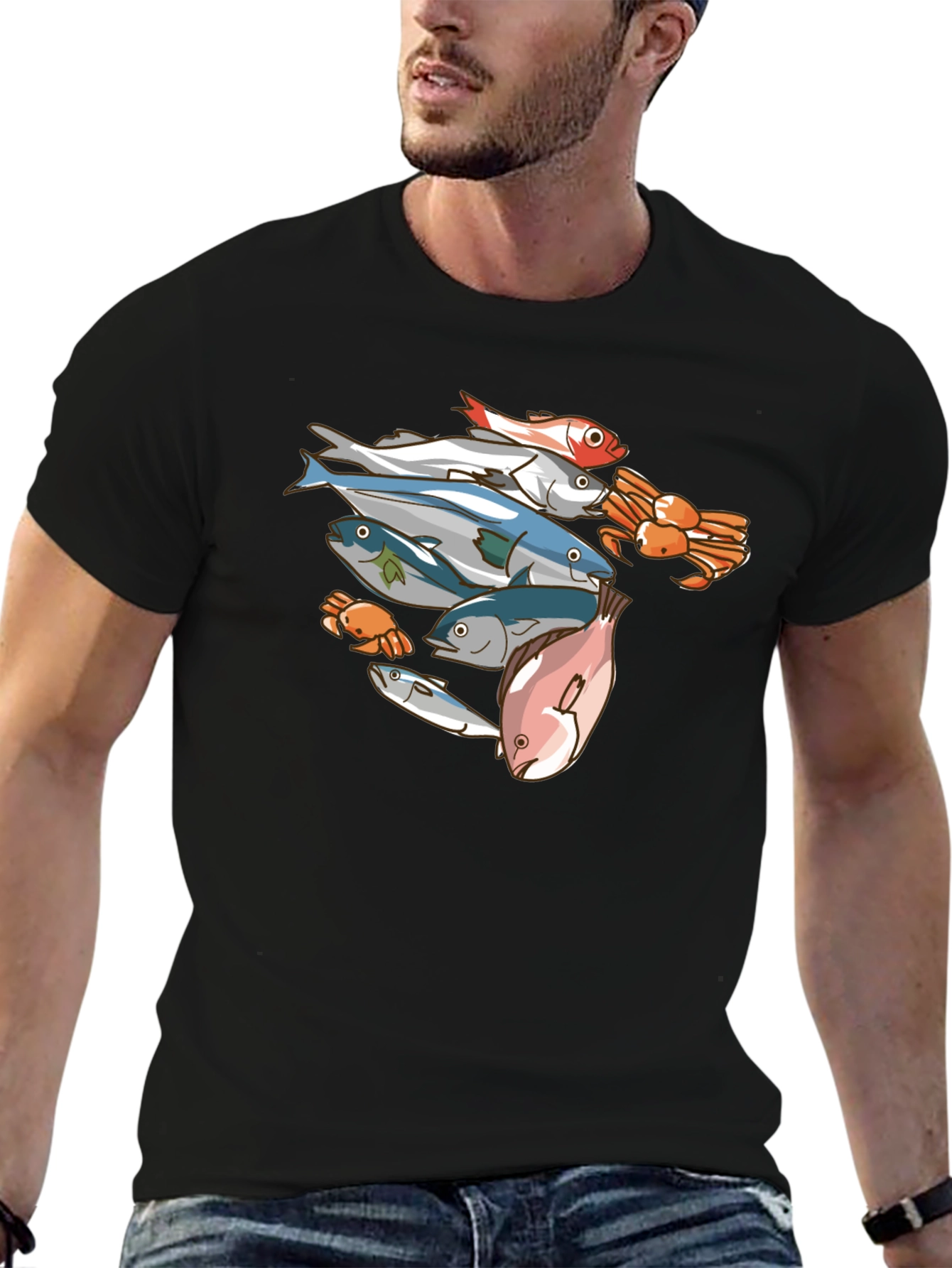 Seafood Graphic Tee - Mens Black T-Shirt
