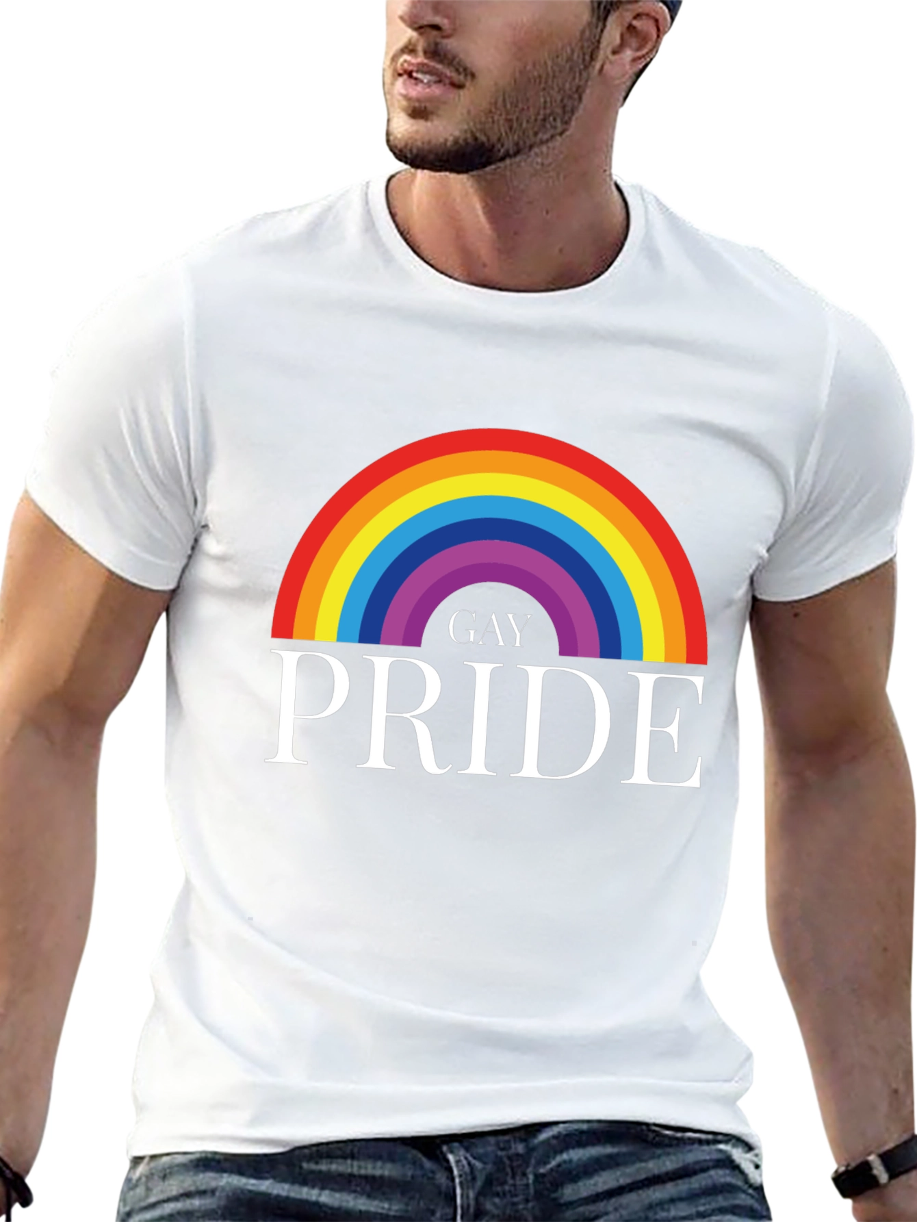 Gay Pride Rainbow Graphic Tee - Black