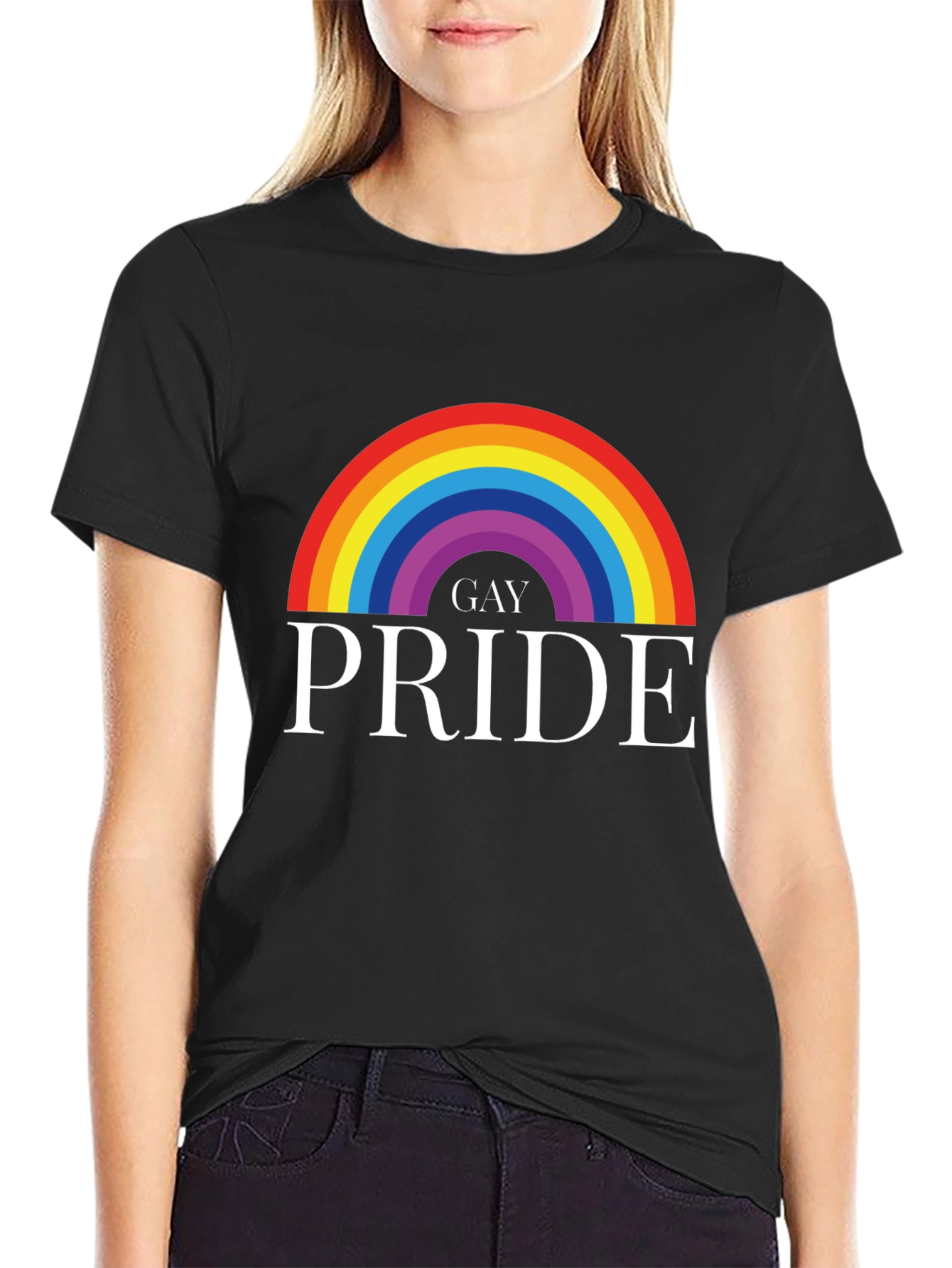 Gay Pride Rainbow Graphic Tee - Black