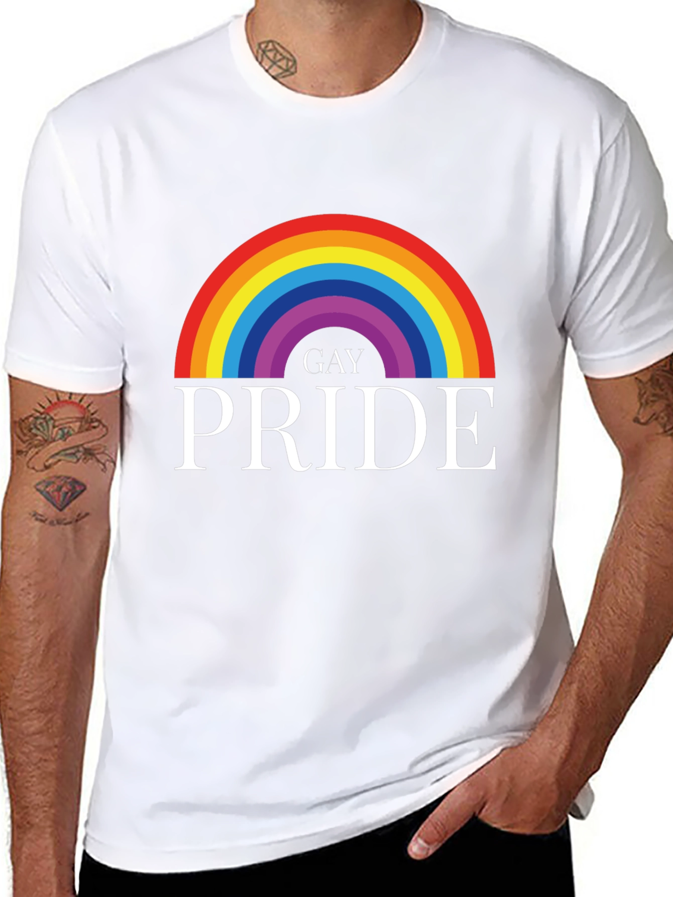 Gay Pride Rainbow Graphic Tee - Black