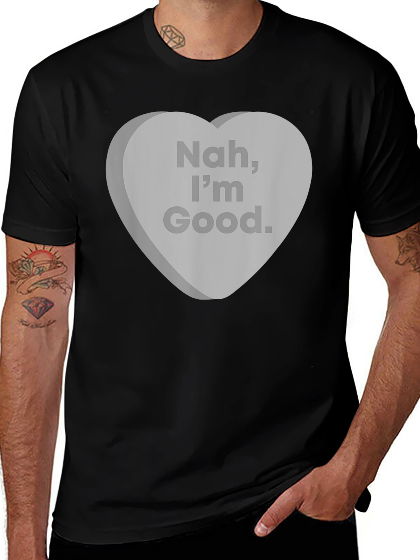 Nah Im Good T-Shirt Funny Candy Heart Graphic Tee