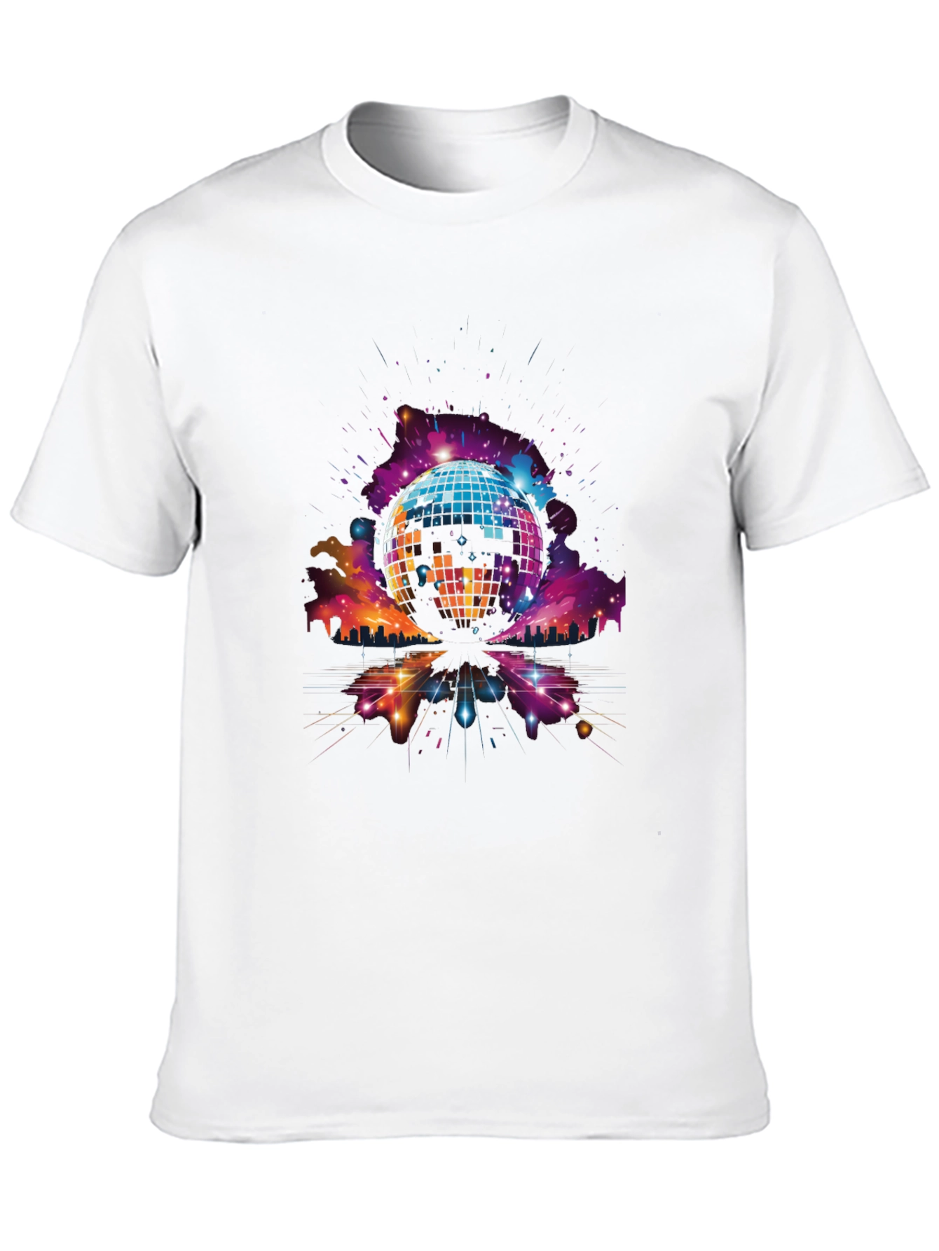 Retro Disco Ball Cityscape Graphic Tee