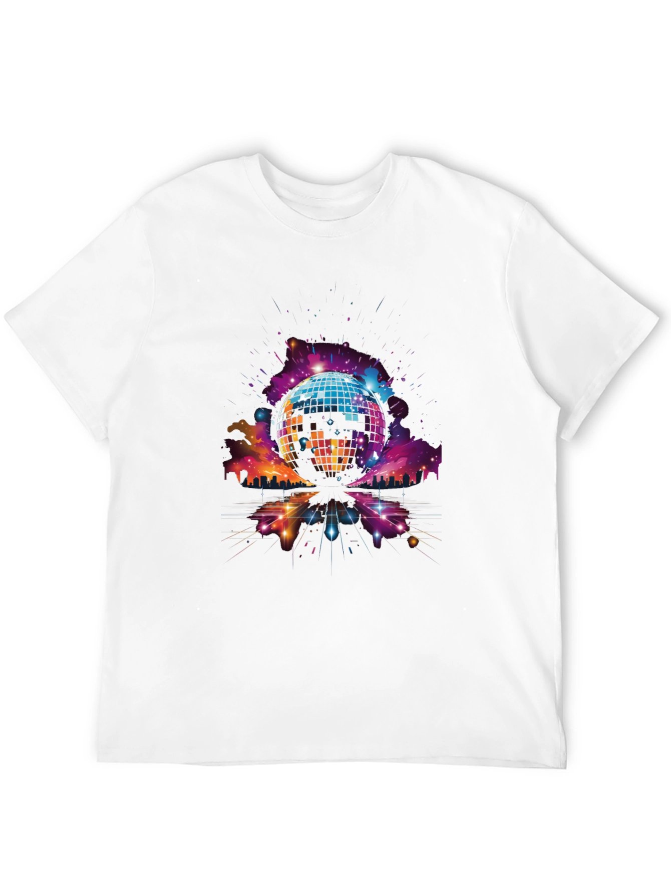Retro Disco Ball Cityscape Graphic Tee