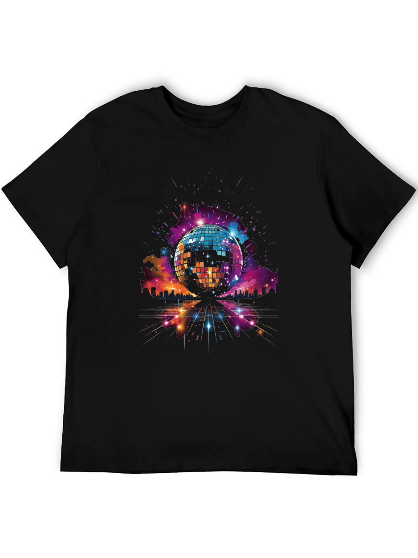 Retro Disco Ball Cityscape Graphic Tee