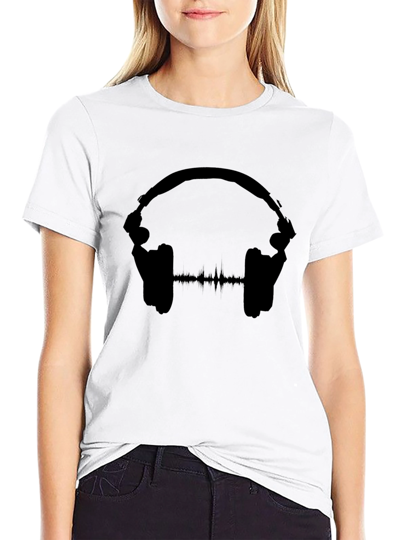 Headphones Graphic Black T-Shirt