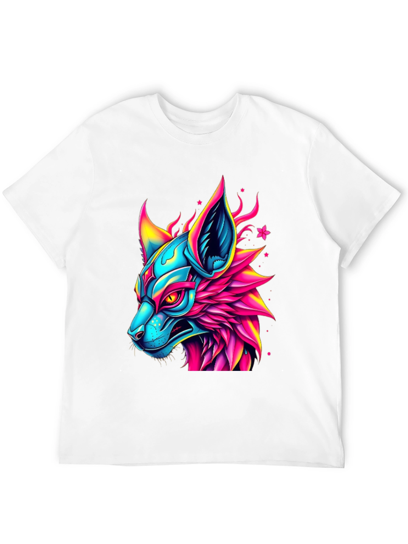 Neon Cyberpunk Fox Graphic Tee